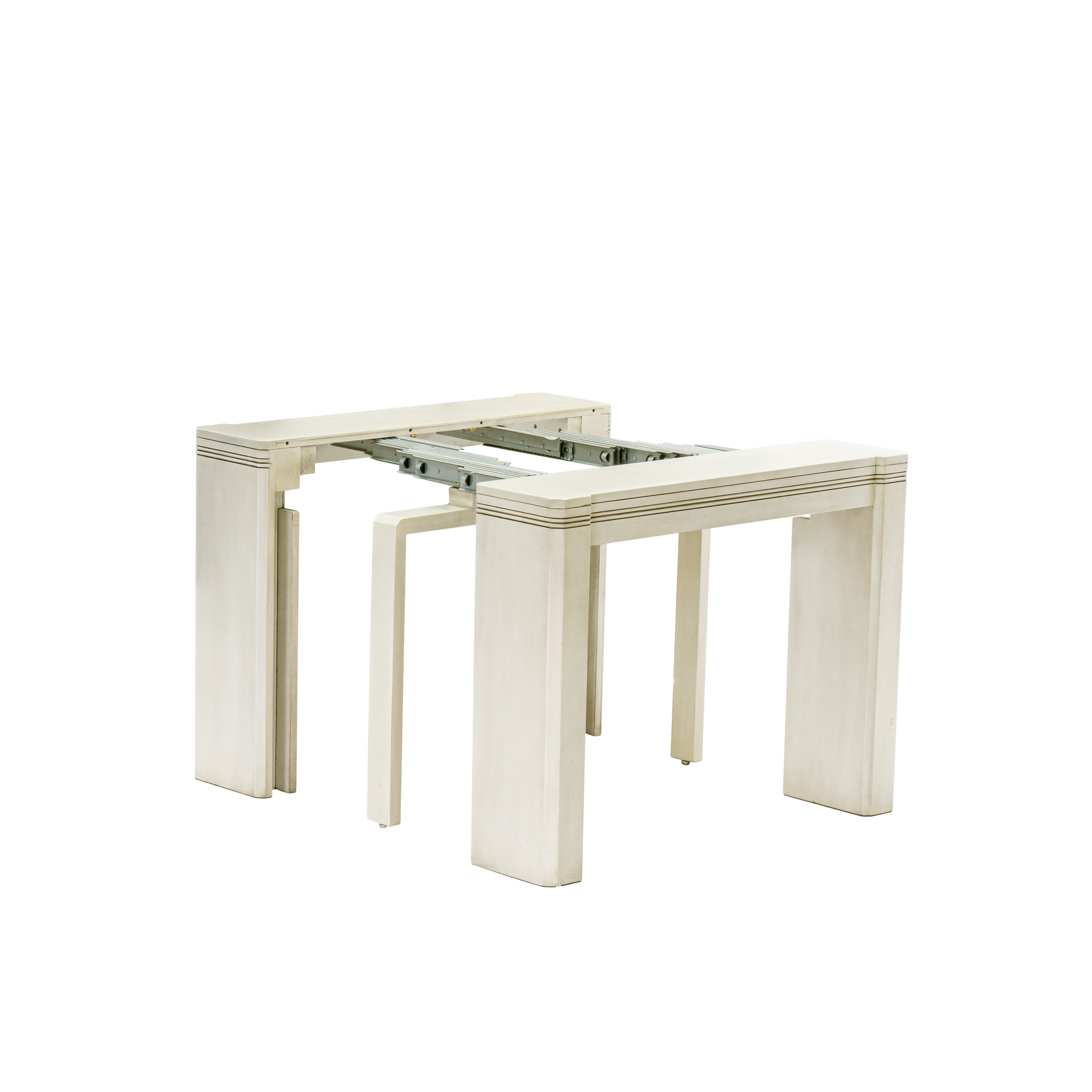 Luxe by East West Furniture X0000-2CW-00 - 4 Pieces Extendable Dining Set Includes 1 Extendable Kitchen Table, 1 Coffee Table and 2 Modern Benches, Antique White.