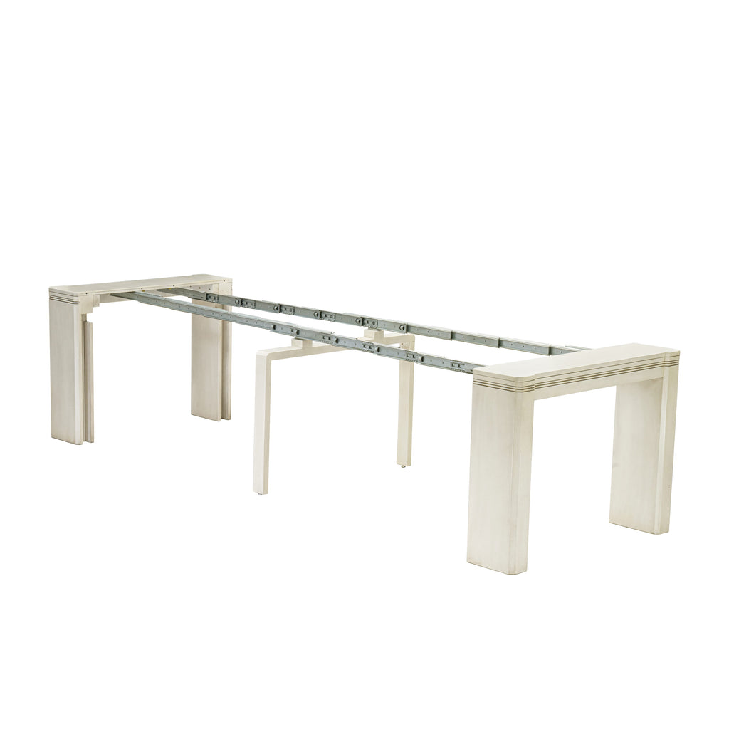Luxe by East West Furniture X0000-20W-00 - 3 Pieces Extendable Kitchen Table Set Includes 1 Extendable Kitchen Table and 2 Modern Benches, Antique White.