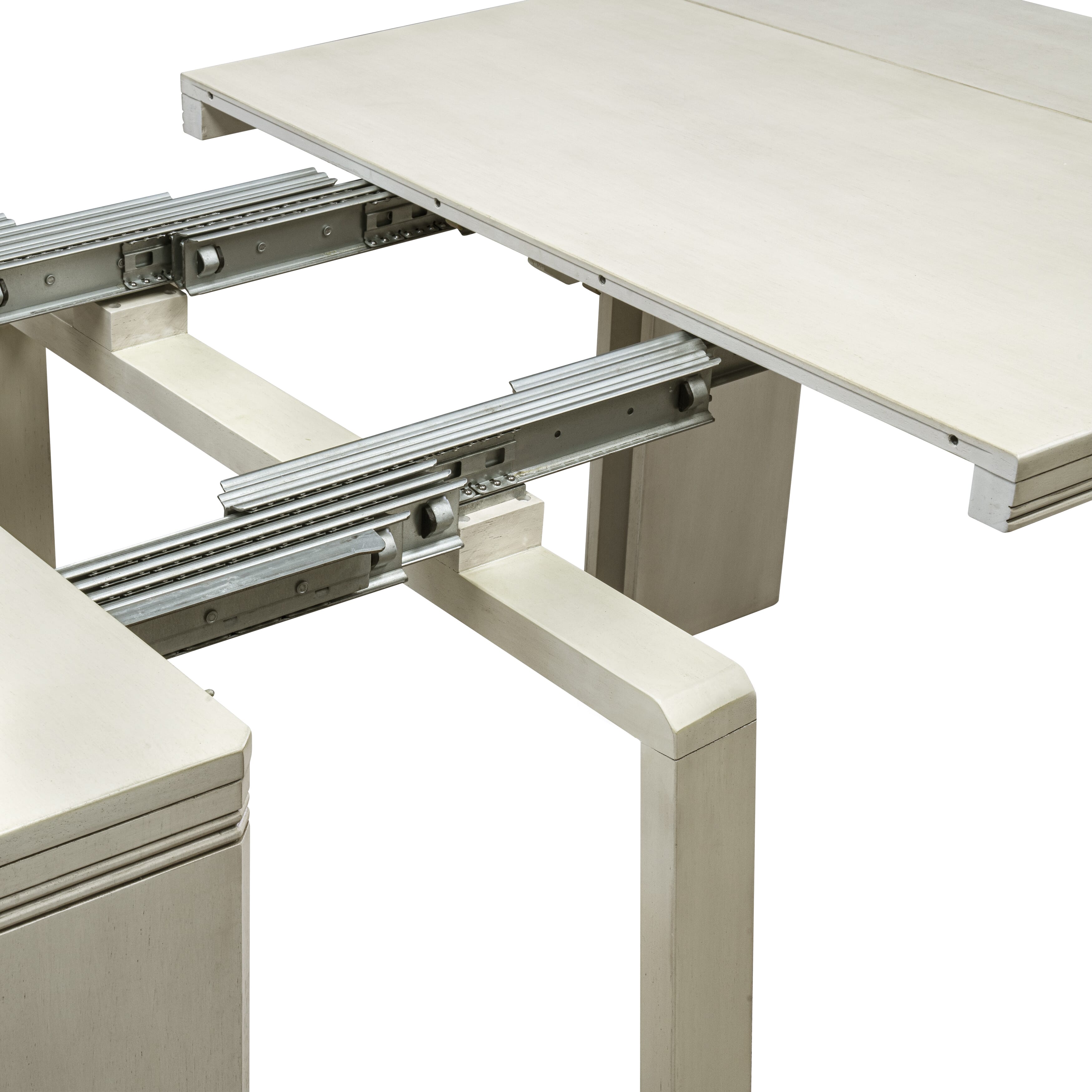 Luxe by East West Furniture X0000-B0W-00 - 2 Pieces Extendable Dining Set Includes 1 Extendable Kitchen Table and a Modern Bench, Antique White.