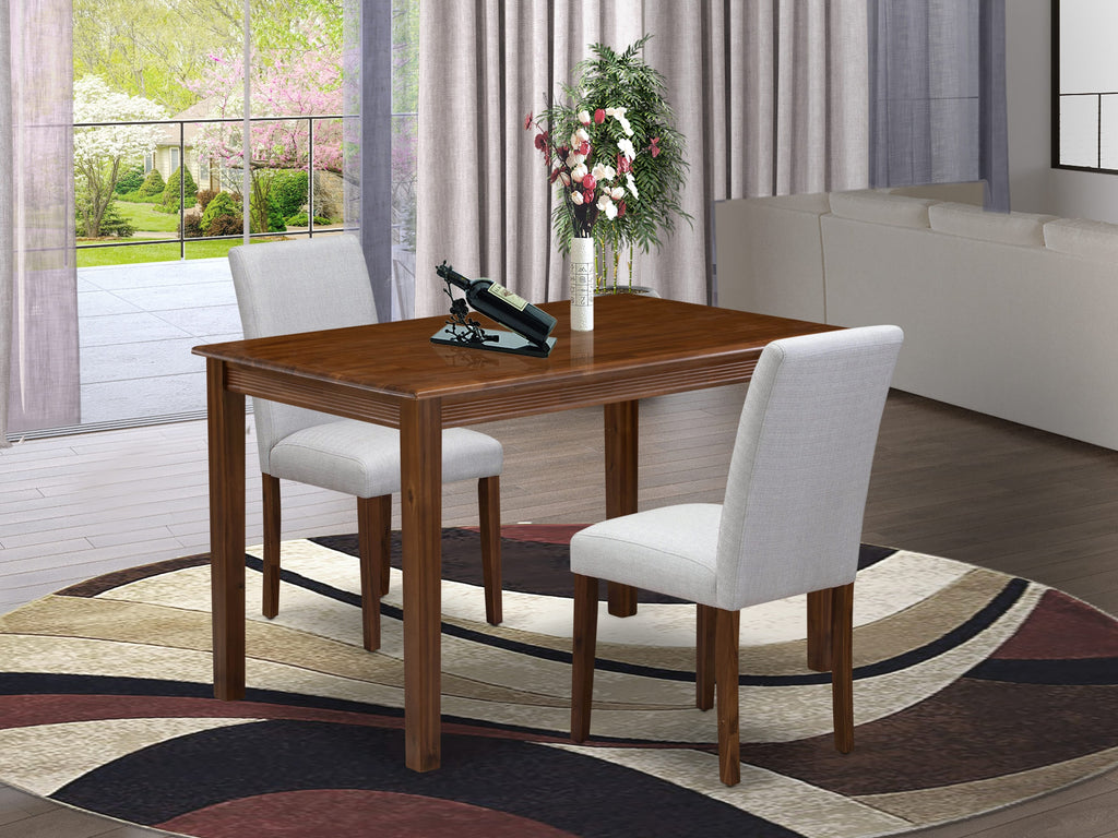 East West Furniture YAAB3-AWA-05 3 Piece Dining Table Set Consist of a Rectangle Kitchen Table and 2 Parson Chairs, 30x48 Inch, Antique Walnut