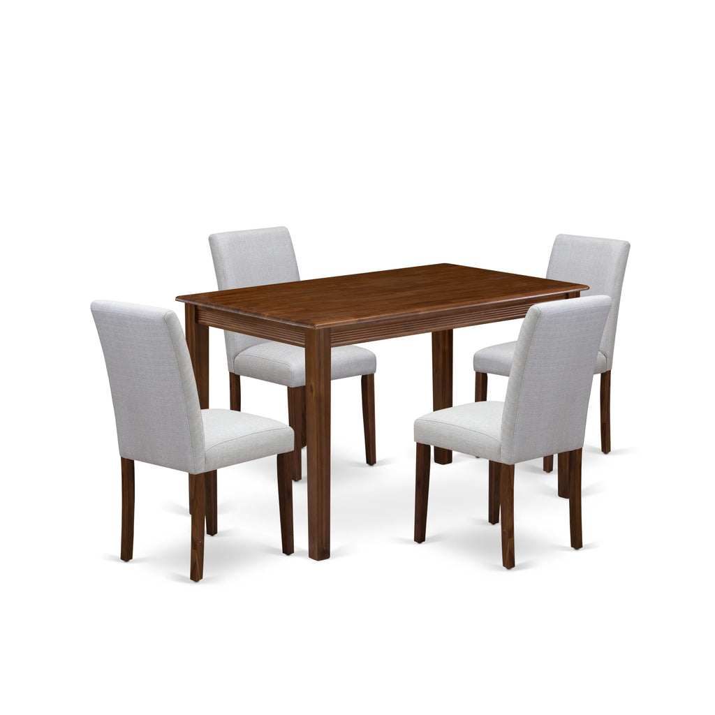 East West Furniture YAAB5-AWA-05 5 Piece Modern Dining Table Set Includes a Rectangle Dining Room Table and 4 Parson Kitchen Chairs