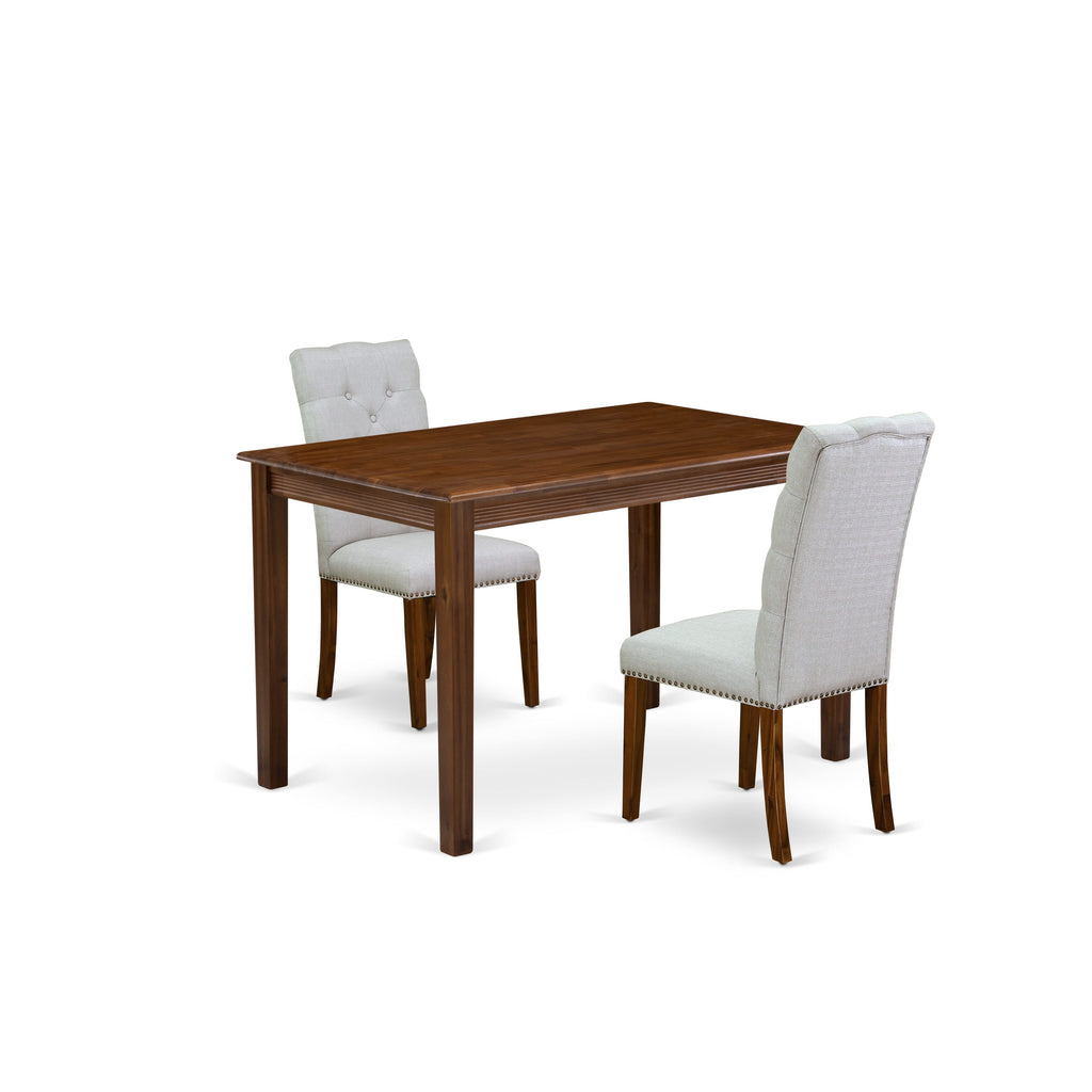 East West Furniture YAEL3-AWA-05 3 Piece Dinette Set for Small Spaces Contains a Rectangle Dining Table and 2 Upholstered Parson Chairs