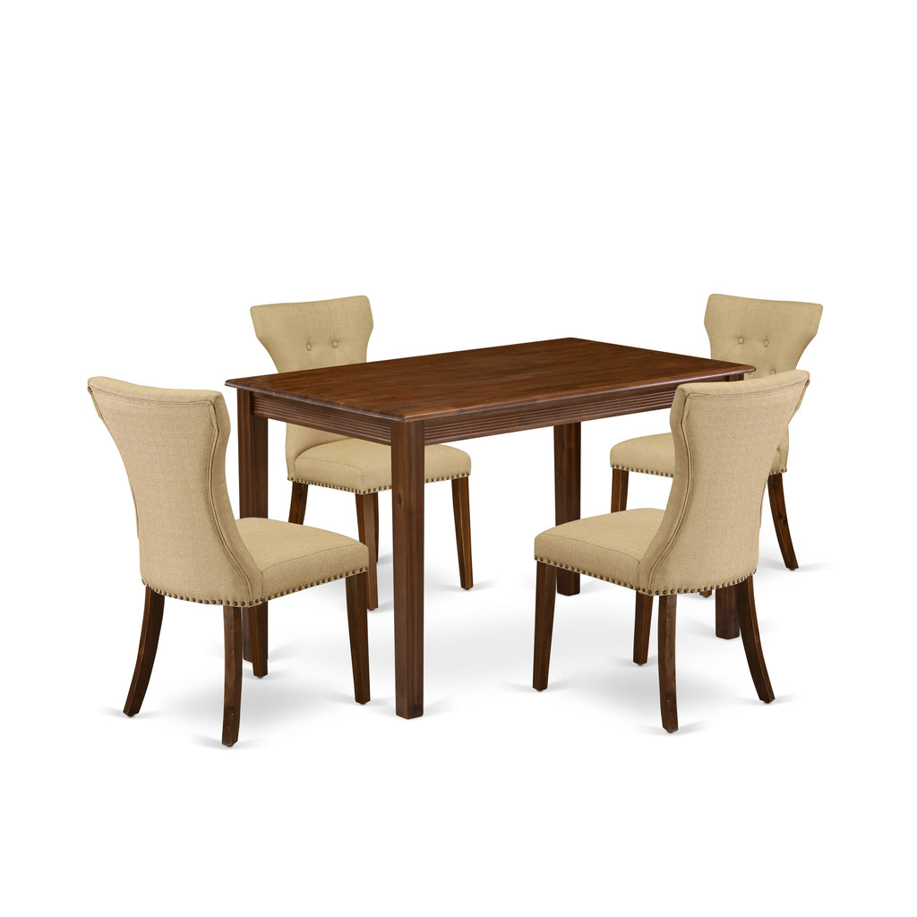 East West Furniture YAGA5-AWA-03 5 Piece Dining Table Set Contains a Rectangle Dining Room Table and 4 Parson Kitchen Chairs