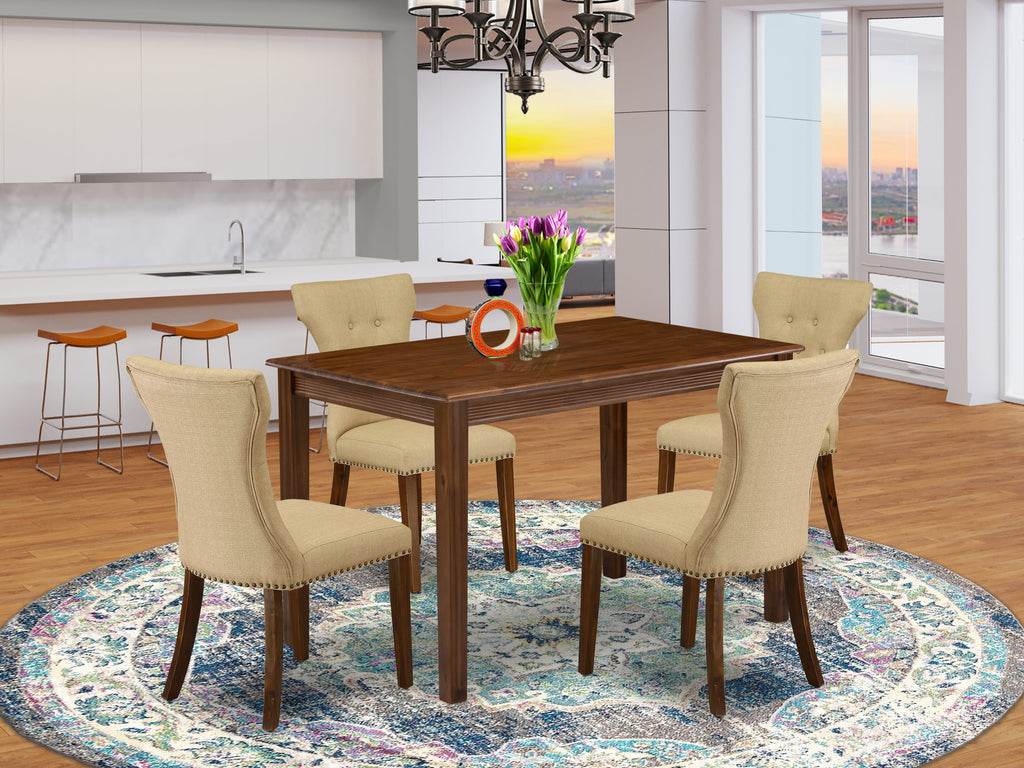 East West Furniture YAGA5-AWA-03 5 Piece Dining Table Set Contains a Rectangle Dining Room Table and 4 Parson Kitchen Chairs