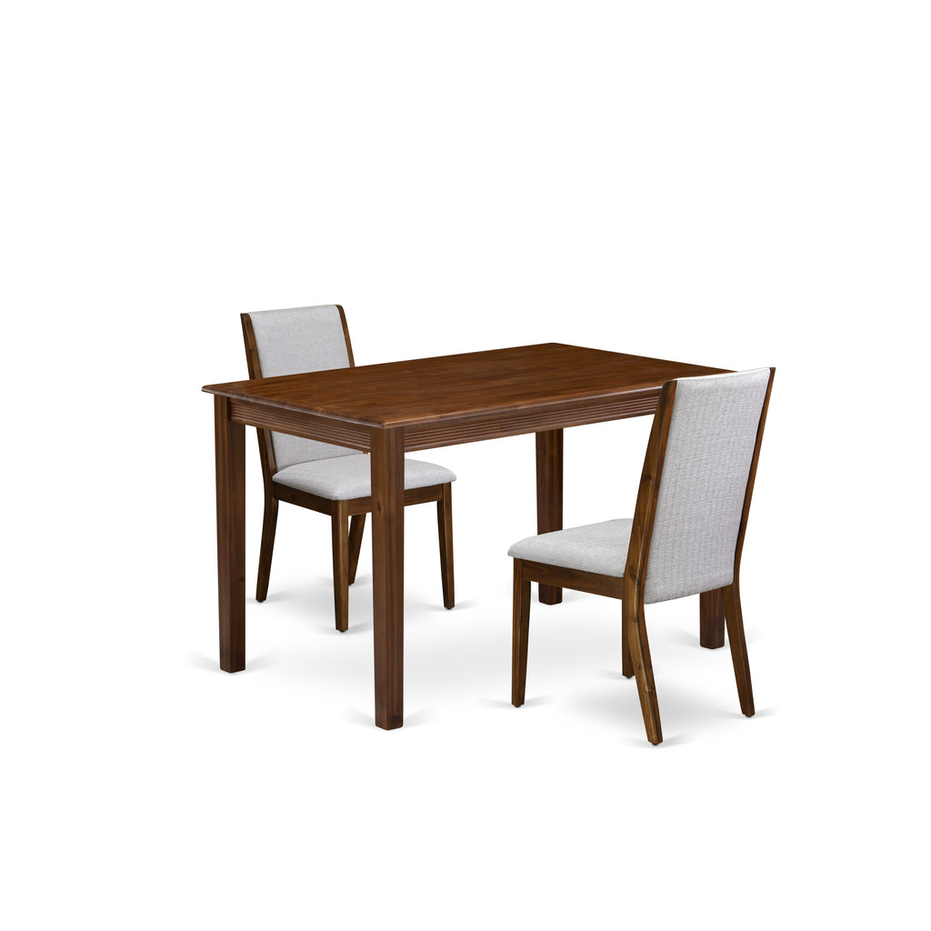 East West Furniture YALA3-AWA-05 3 Piece Kitchen Table & Chairs Set Consist of a Rectangle Dining Room Table and 2 Upholstered Parson Chairs