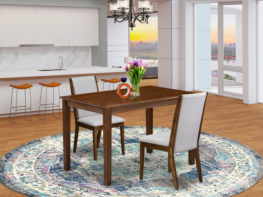 East West Furniture YALA3-AWA-05 3 Piece Kitchen Table & Chairs Set Consist of a Rectangle Dining Room Table and 2 Upholstered Parson Chairs