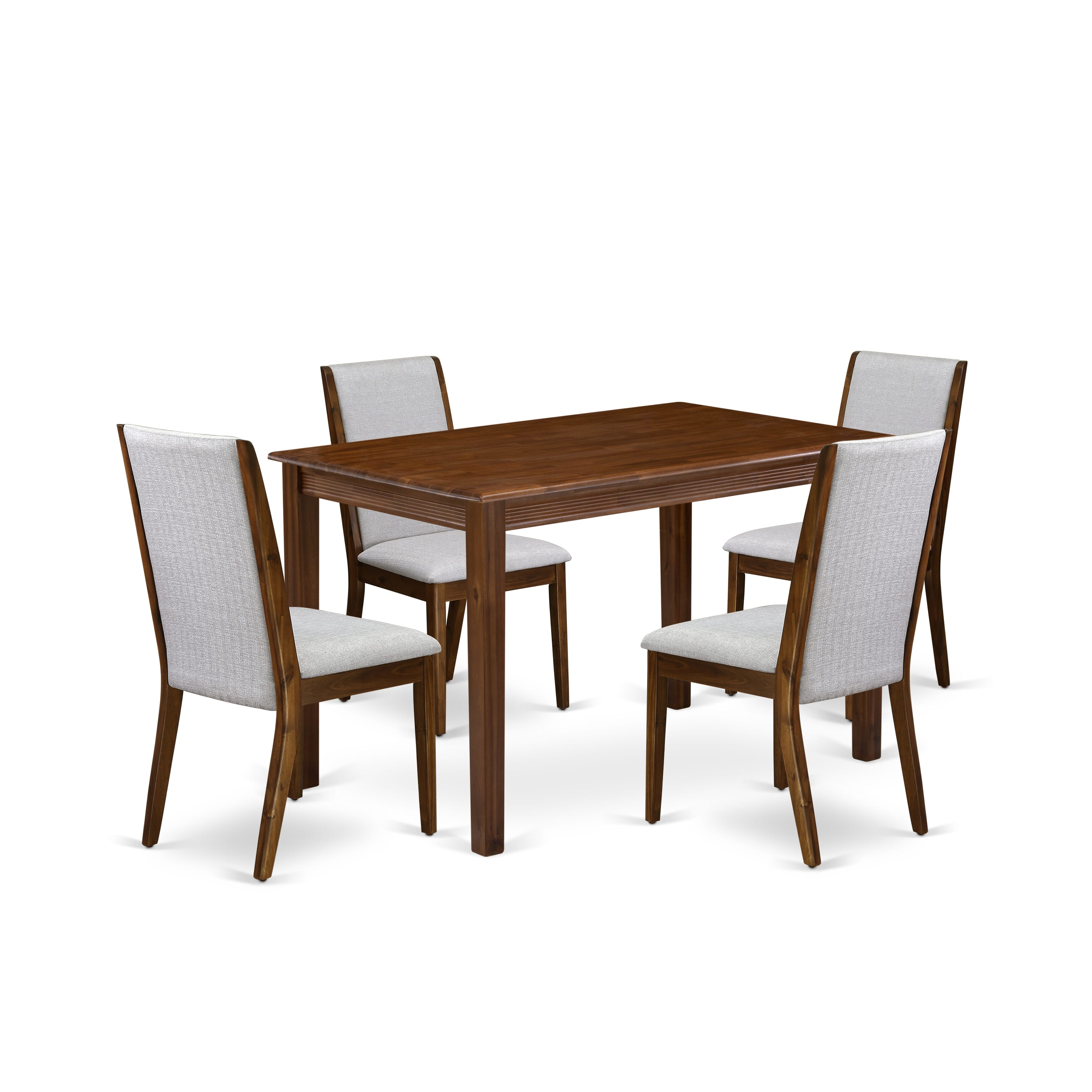 East West Furniture YALA5-AWA-05 5 Piece Dinette Set for Small SpacesIncludes a Rectangle Dining Table and 4 Parson Kitchen Chairs, 30x48 Inch, Antique Walnut