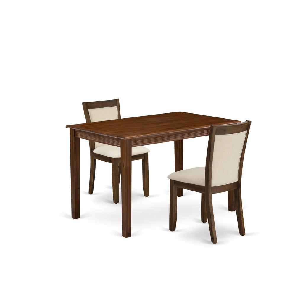 East West Furniture YAMZ3-AWA-32 3 Piece Dining Room Furniture Set Contains a Rectangle Dinette Table and 2 Parson Dining Chairs, 30x48 Inch, Antique Walnut