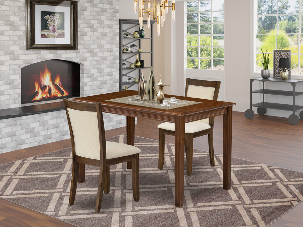 East West Furniture YAMZ3-AWA-32 3 Piece Dining Room Furniture Set Contains a Rectangle Dinette Table and 2 Parson Dining Chairs, 30x48 Inch, Antique Walnut