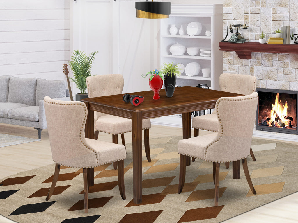 East West Furniture YASI5-AWA-04 5 Piece Dinette Set for Small Spaces Contains a Rectangle Kitchen Dining Table and 4 Upholstered Parson Chairs