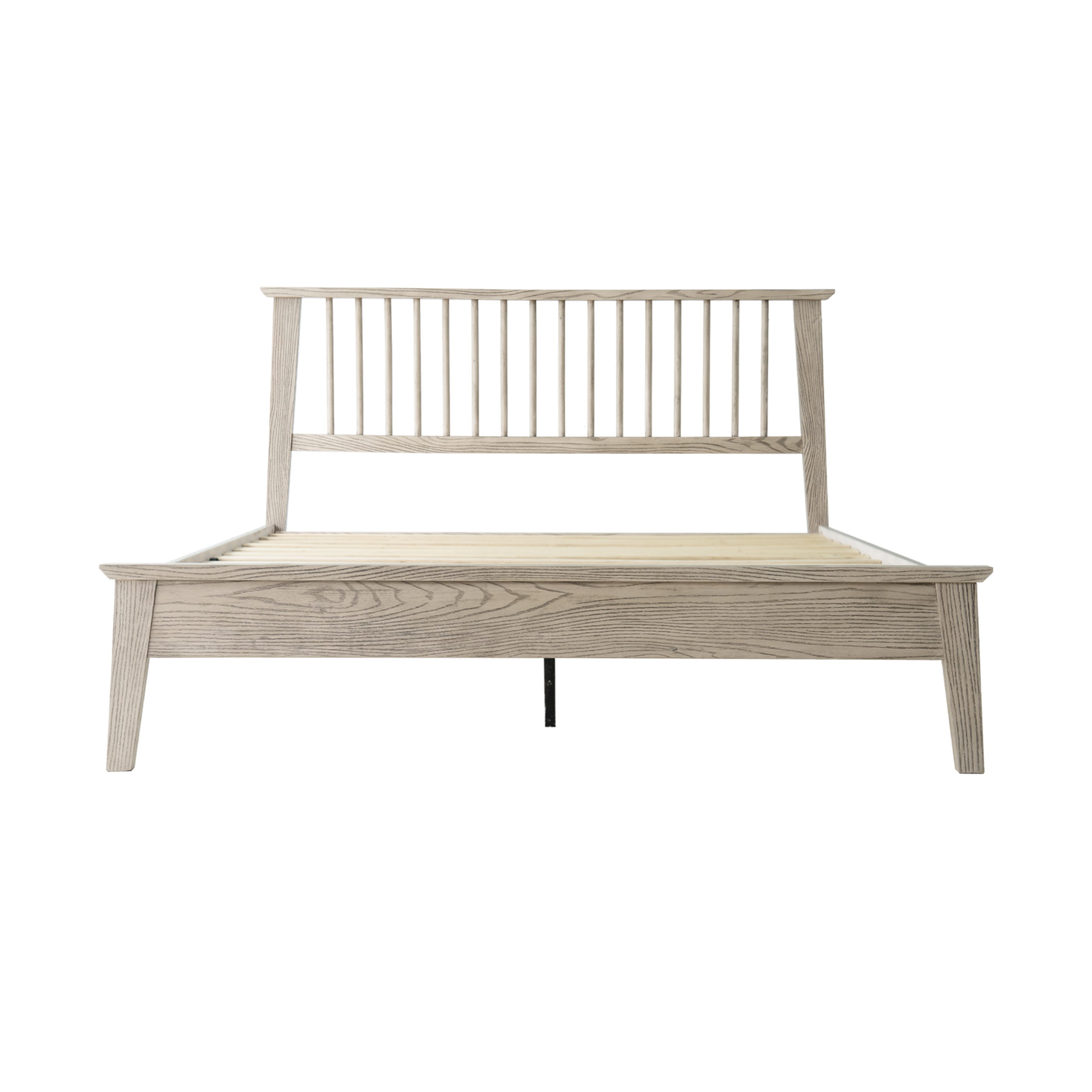 Full Size Solid Wood Platform Bed Frame, Headboard & Footboard, Easy Assembly, 12 Sturdy Slatted, Center Metal Legs, No Box Spring Needed, Noise-Free & Slip-Free, Driftwood Gray Oak Finish, YUF-33