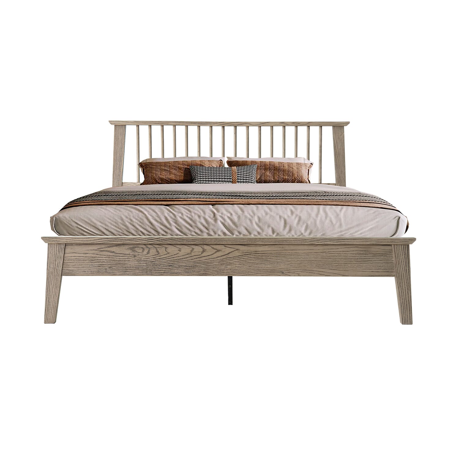 Full Size Solid Wood Platform Bed Frame, Headboard & Footboard, Easy Assembly, 12 Sturdy Slatted, Center Metal Legs, No Box Spring Needed, Noise-Free & Slip-Free, Driftwood Gray Oak Finish, YUF-33