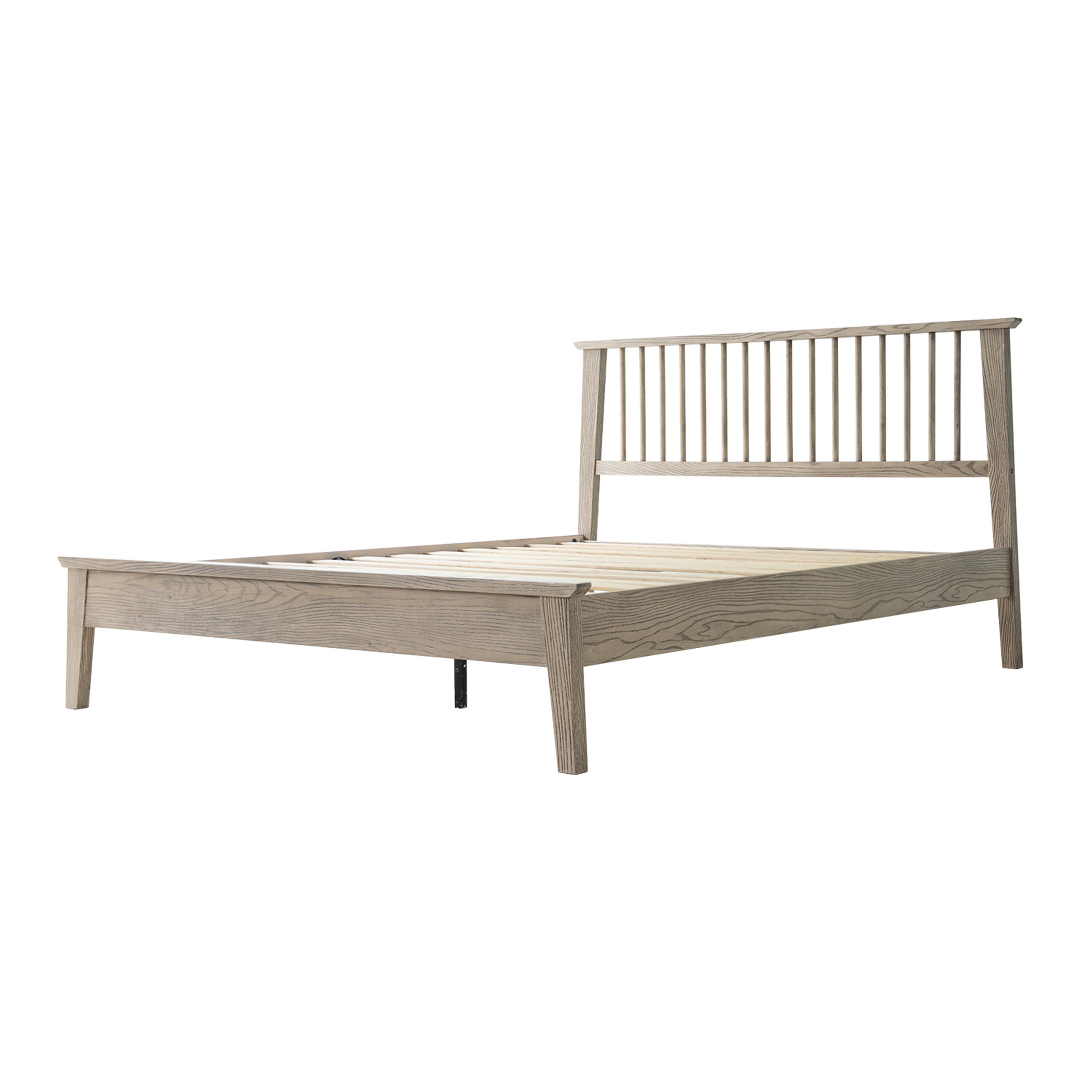 Full Size Solid Wood Platform Bed Frame, Headboard & Footboard, Easy Assembly, 12 Sturdy Slatted, Center Metal Legs, No Box Spring Needed, Noise-Free & Slip-Free, Driftwood Gray Oak Finish, YUF-33