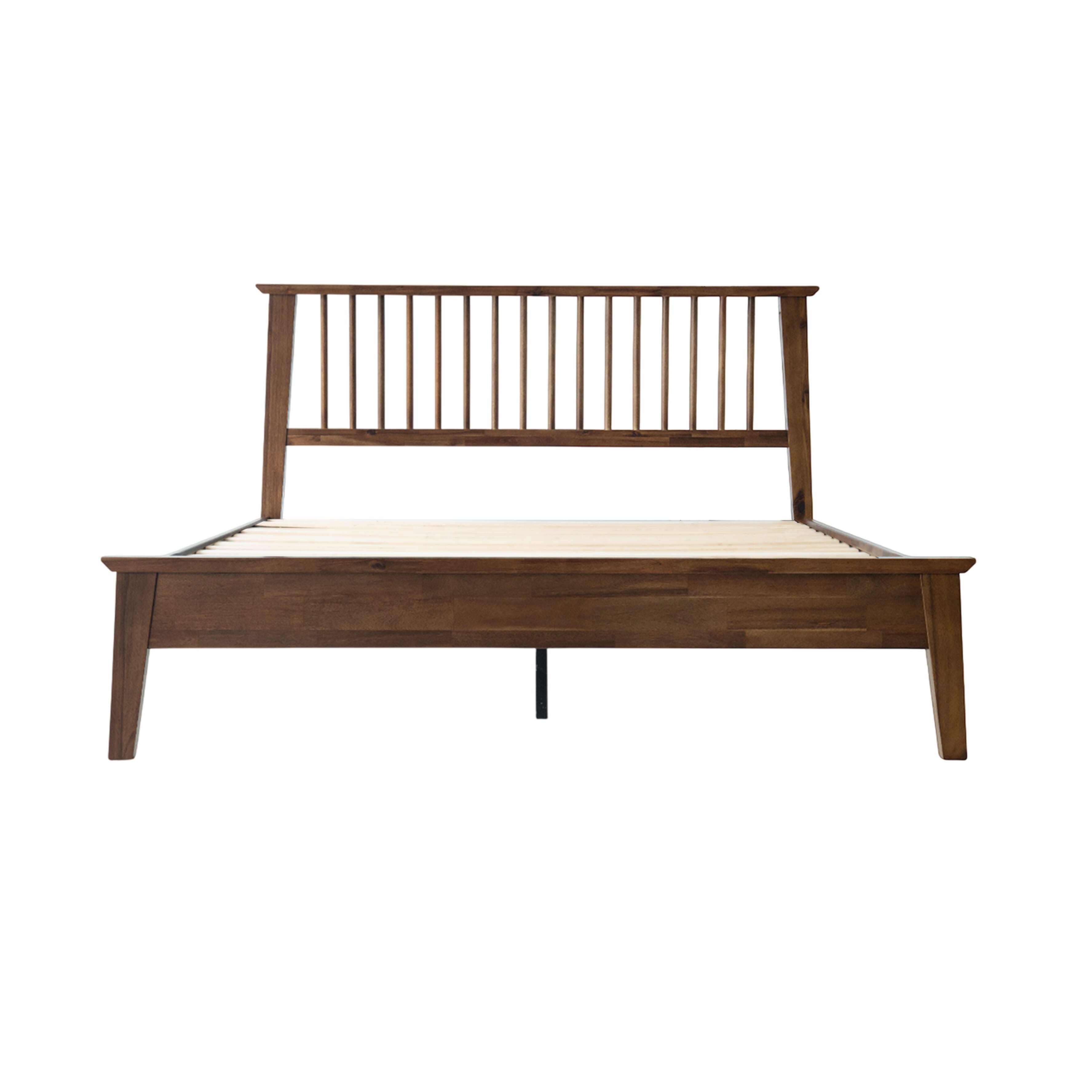 Full Size Bed Frame with Headboard & Footboard, Solid Wood Platform Bed, 12 Heavy-Duty Slatted Base with Center Metal Legs, No Box Spring Needed, Noise-Free & Slip-Free, Walnut Finish, YUF-37