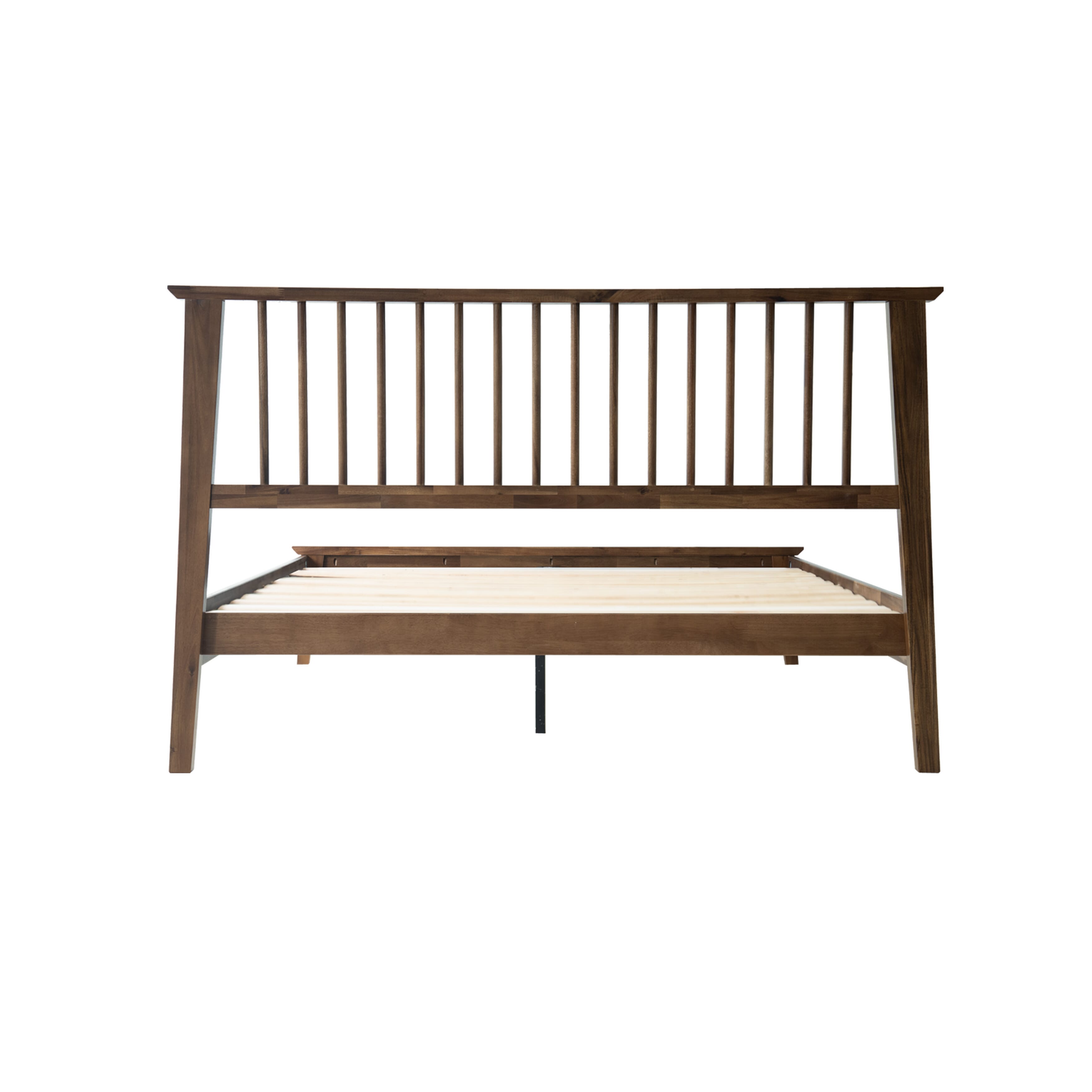 Full Size Bed Frame with Headboard & Footboard, Solid Wood Platform Bed, 12 Heavy-Duty Slatted Base with Center Metal Legs, No Box Spring Needed, Noise-Free & Slip-Free, Walnut Finish, YUF-37