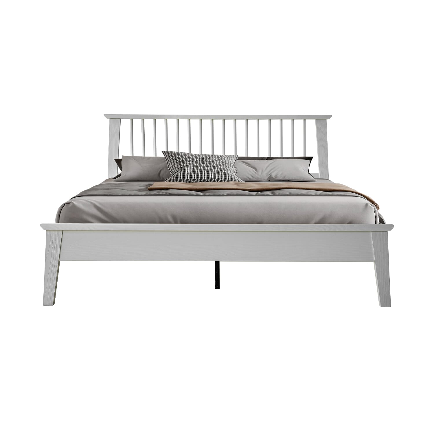 Full Size Bed Frame, Headboard & Footboard, Solid Wood Platform Bed, Anti-Slip & Noise-Free, 12 Durable Slatted Base, Center Metal Legs, Easy Assembly, No Box Spring Needed, Pure White Finish, YUF-39