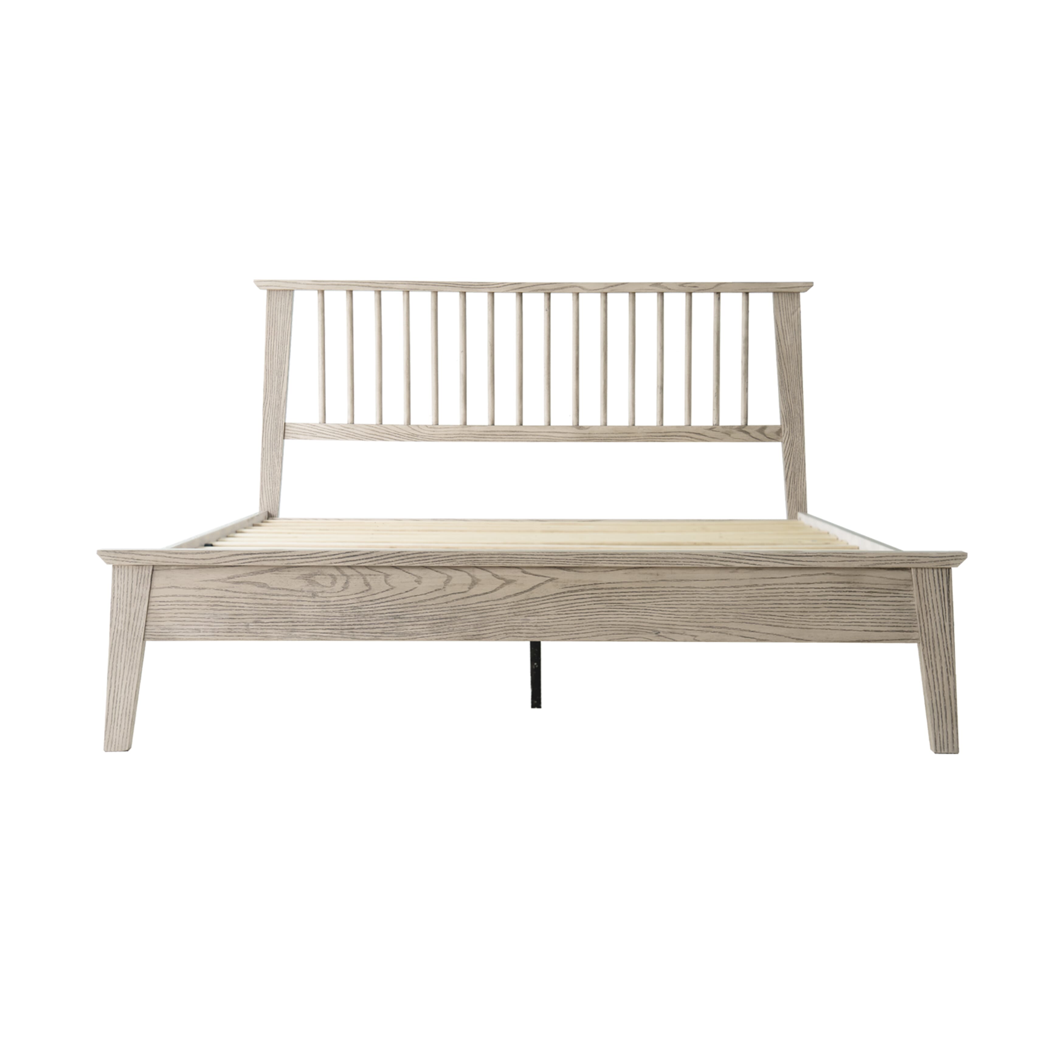Queen Size Platform Bed Frame with Solid Wood Headboard & Footboard, Center Metal Legs, 12 Durable Slatted Base, No Box Spring Needed, Noise-Free & Slip-Free, Driftwood Gray Oak Finish, YUQ-33