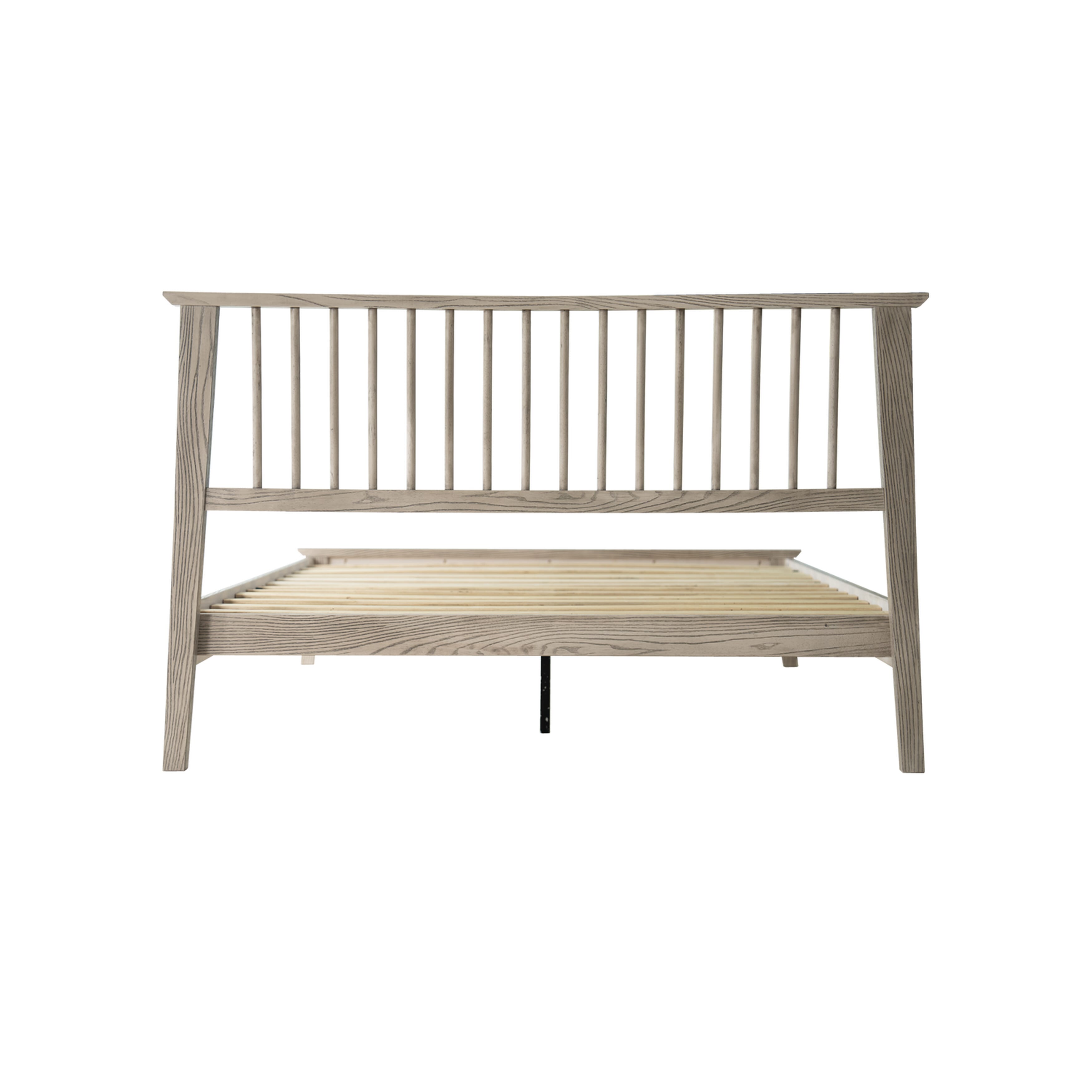 Queen Size Platform Bed Frame with Solid Wood Headboard & Footboard, Center Metal Legs, 12 Durable Slatted Base, No Box Spring Needed, Noise-Free & Slip-Free, Driftwood Gray Oak Finish, YUQ-33