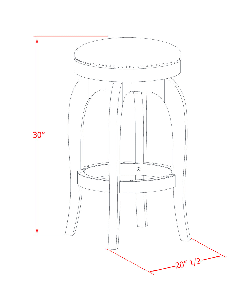 East West Furniture SB030-41854 Bedford Counter Height Stool - Round Shape Mocha PU Leather Upholstered Pub Height Backless Chairs, 30 Inch Height, Mahogany