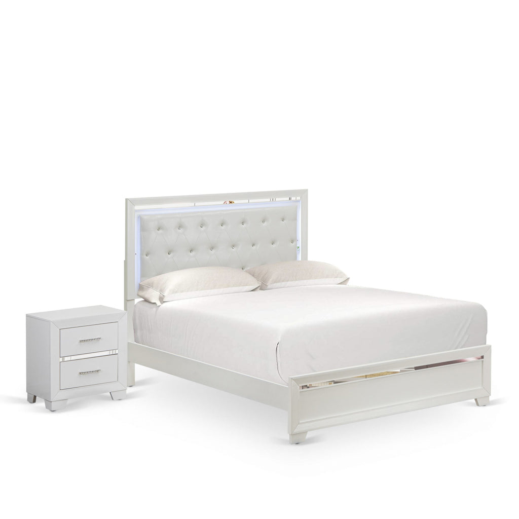 East West Furniture PA05-Q1N000 Pandora 2 Piece Wooden queen bedroom set with a queen bed frames