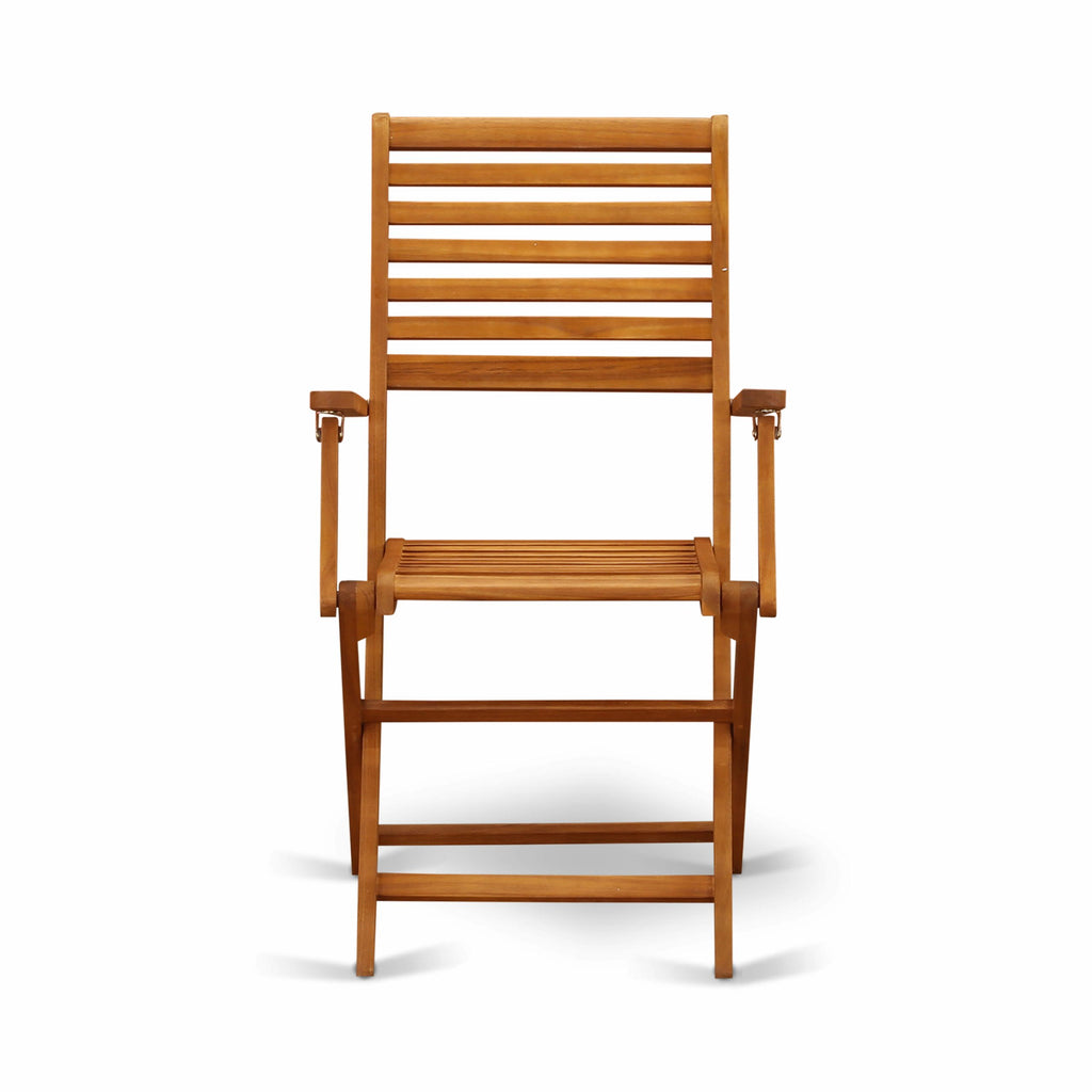 East West Furniture BBSCANA Beasley Folding Patio Dining Chairs With Arm Rest - Acacia Wood