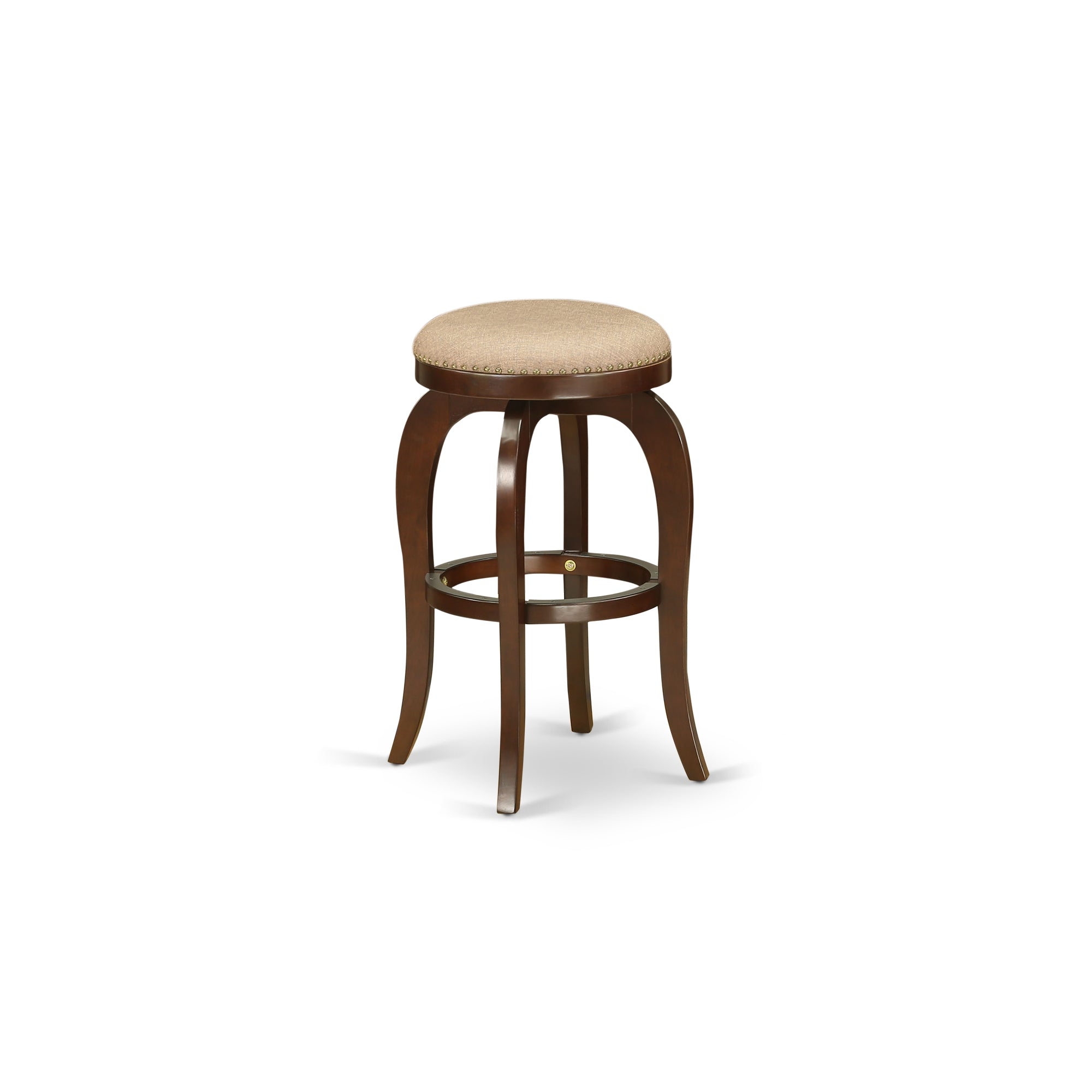 BFS030-303 Bedford Swivel Backless Barstool 30'' Seat Height With Mahogany Leg And Pu Leather Mocha