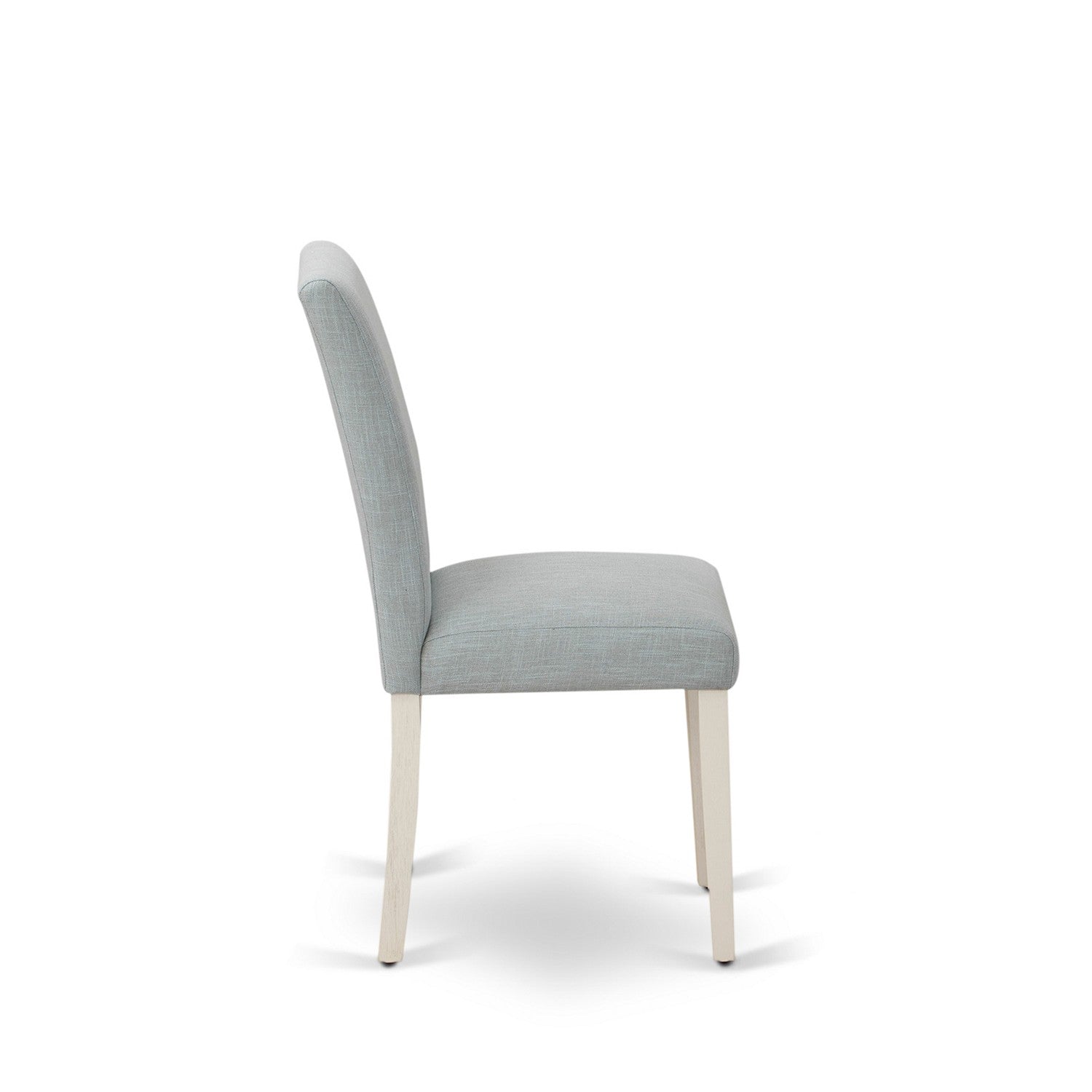 East West Furniture 9-Piece Dining Table Set Includes 8 Dining Room Chairs with Upholstered Seat and High Back and a Rectangular Breakfast Table - Linen White Finish