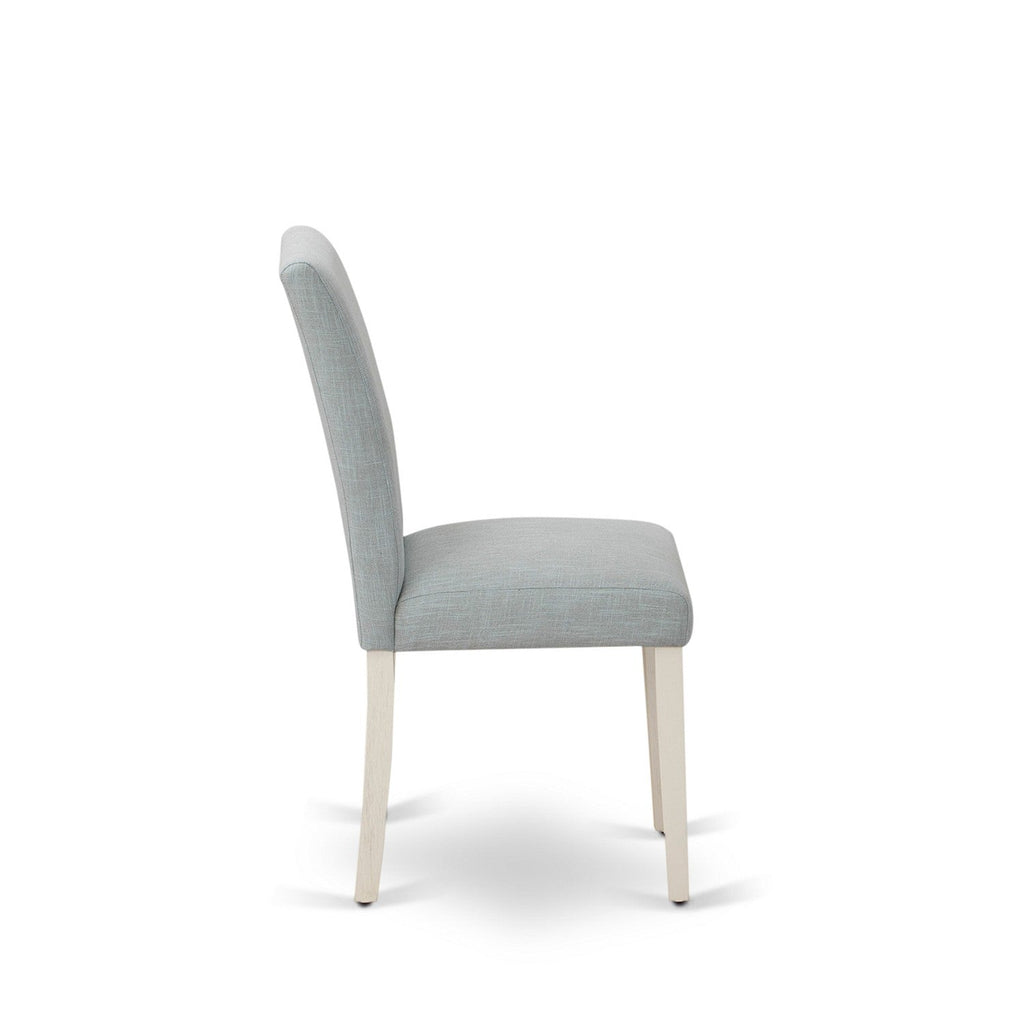 East West Furniture X076AB015-5 5 Piece Modern Dining Table Set Includes a Rectangle Wooden Table with X-Legs and 4 Baby Blue Linen Fabric Parsons Dining Chairs