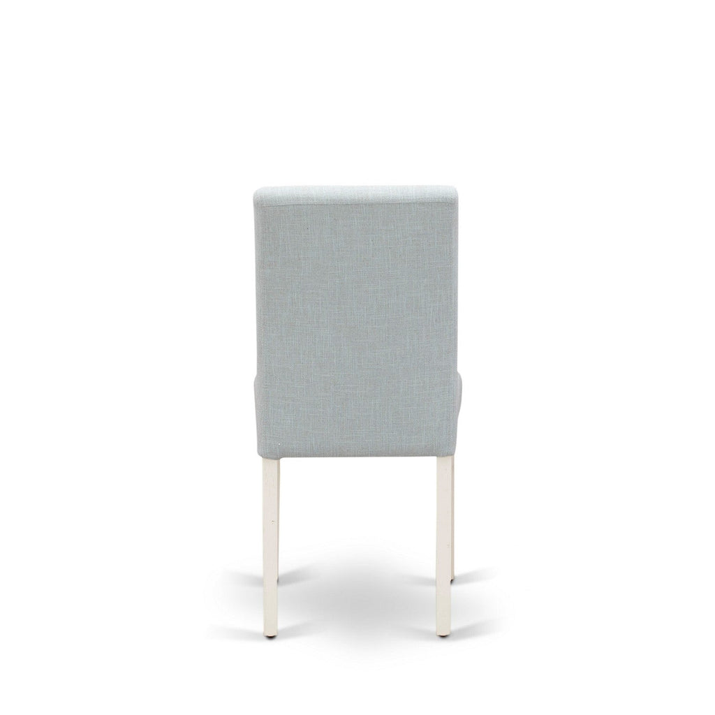 East West Furniture X076AB015-5 5 Piece Modern Dining Table Set Includes a Rectangle Wooden Table with X-Legs and 4 Baby Blue Linen Fabric Parsons Dining Chairs