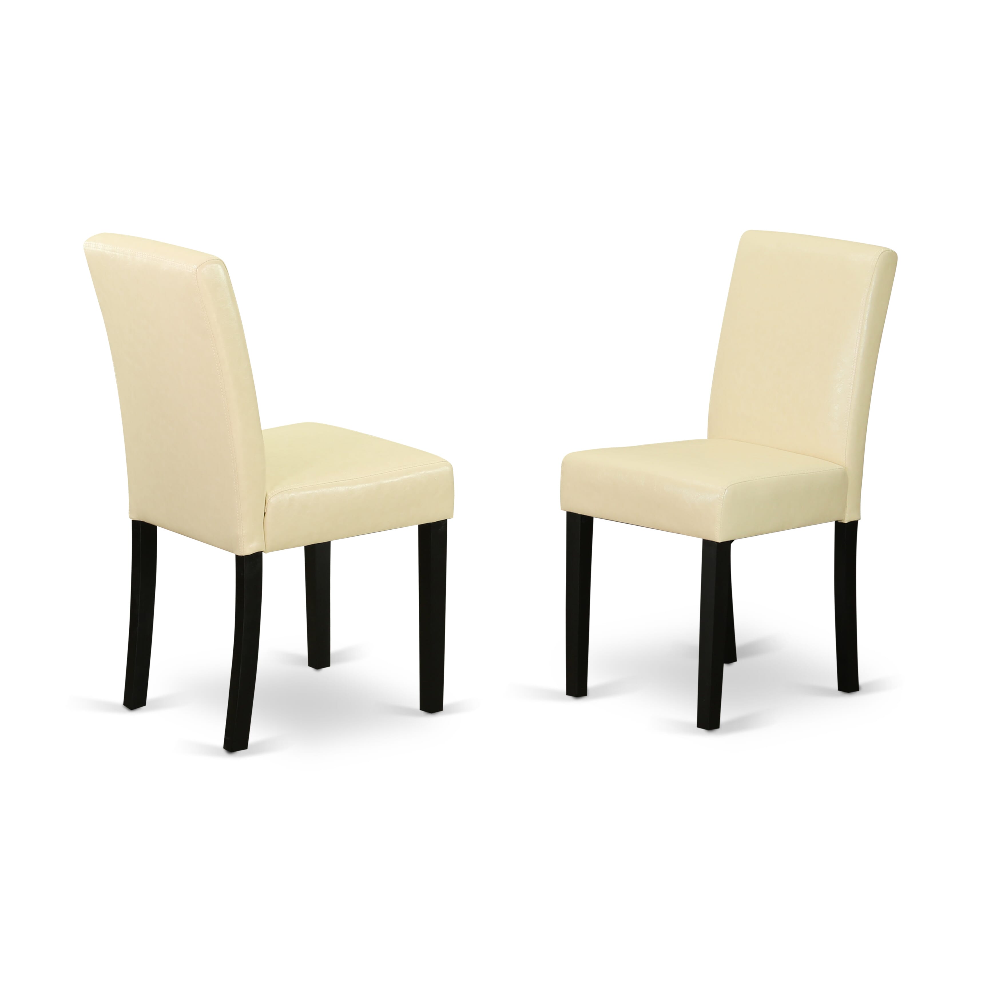 East West Furniture ESAB3-BCH-73 3-Piece Dinner Table Set Consist of Wood Table and 2 Eggnog PU faux Leather Parson Chairs with High Back - Black Finish