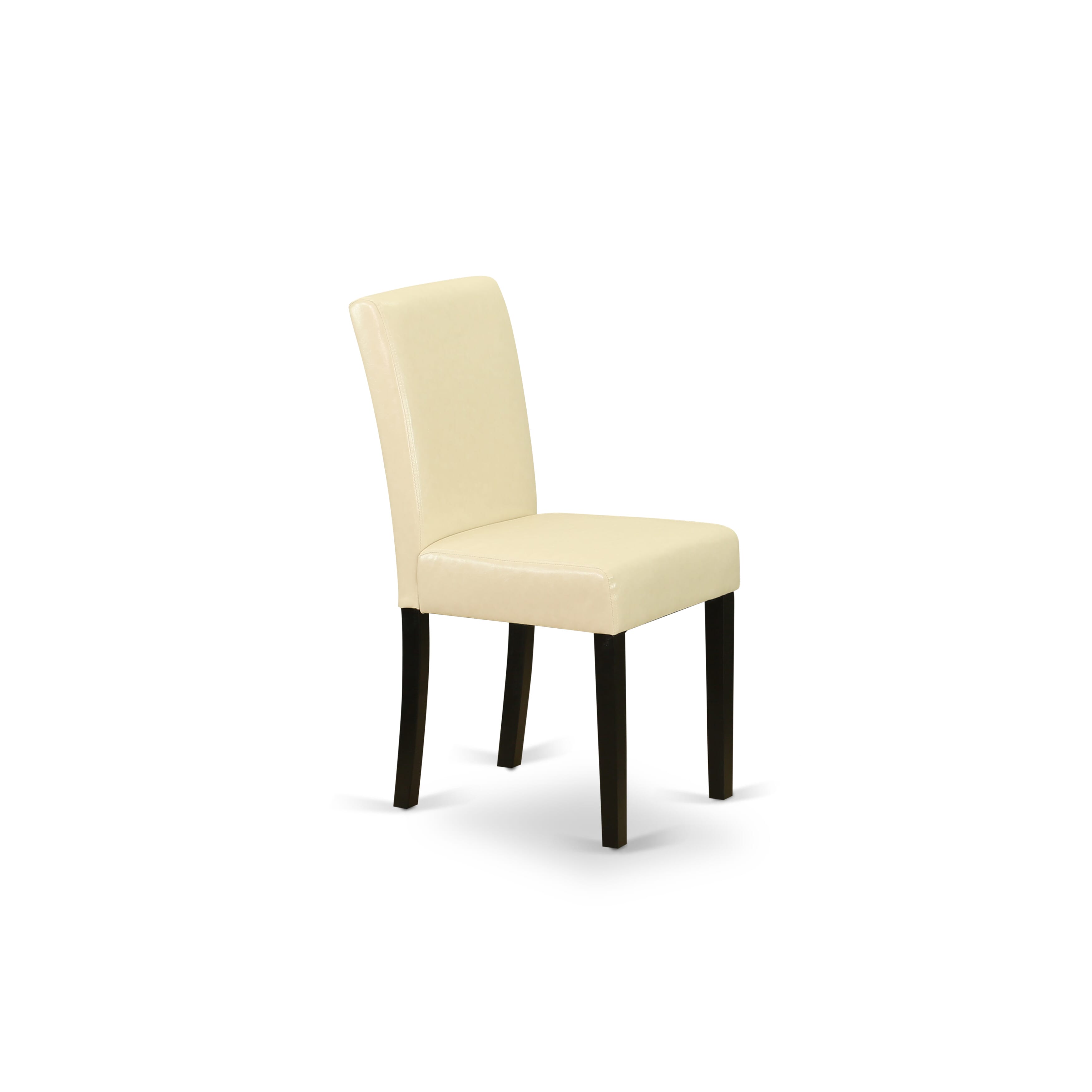 East West Furniture AMAB3-BCH-73 3-Pc Dining Room Set Consists of a Mid Century Dining Table and 2 Eggnog PU faux Leather Parsons Chairs with High Back - Black Finish