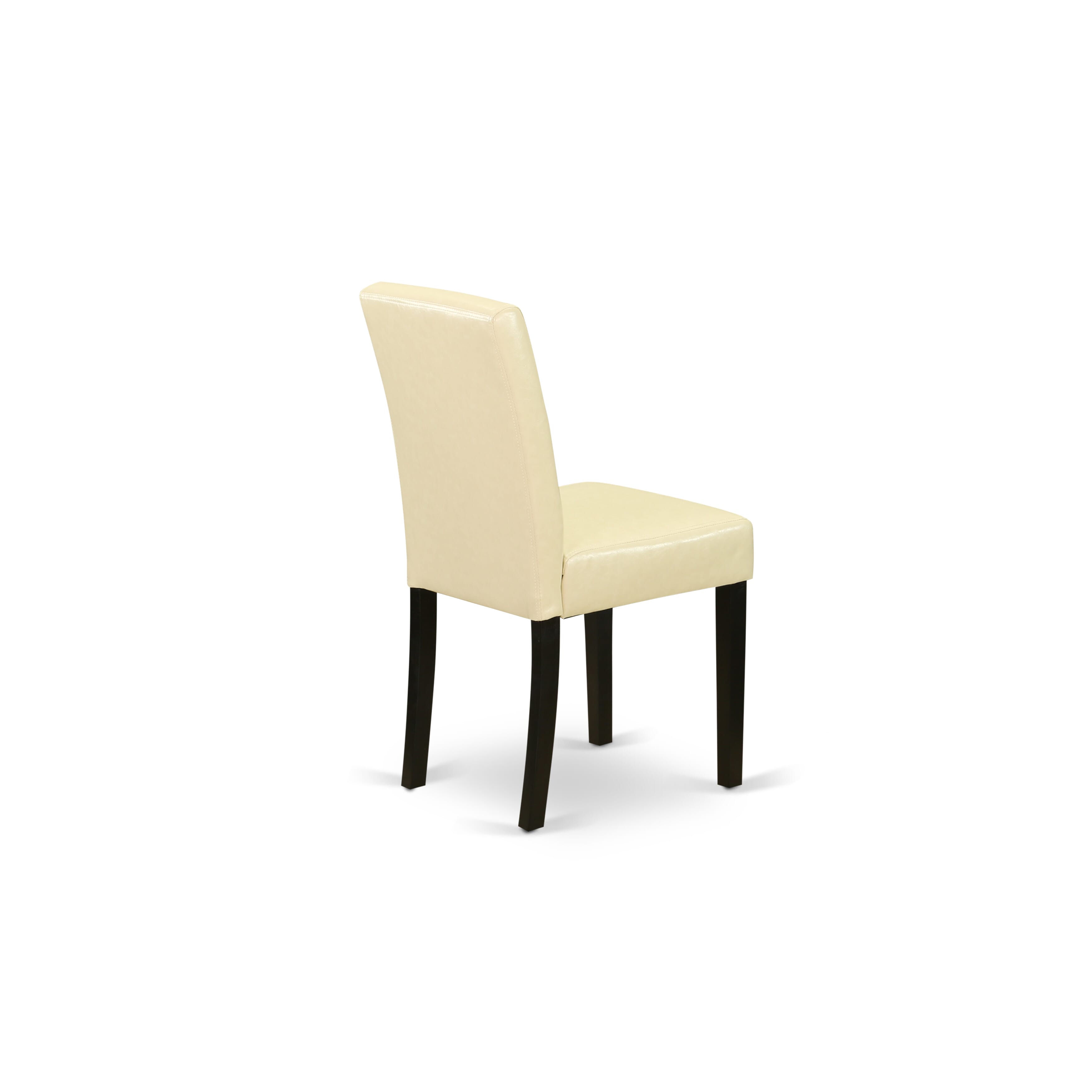 East West Furniture AMAB3-BCH-73 3-Pc Dining Room Set Consists of a Mid Century Dining Table and 2 Eggnog PU faux Leather Parsons Chairs with High Back - Black Finish