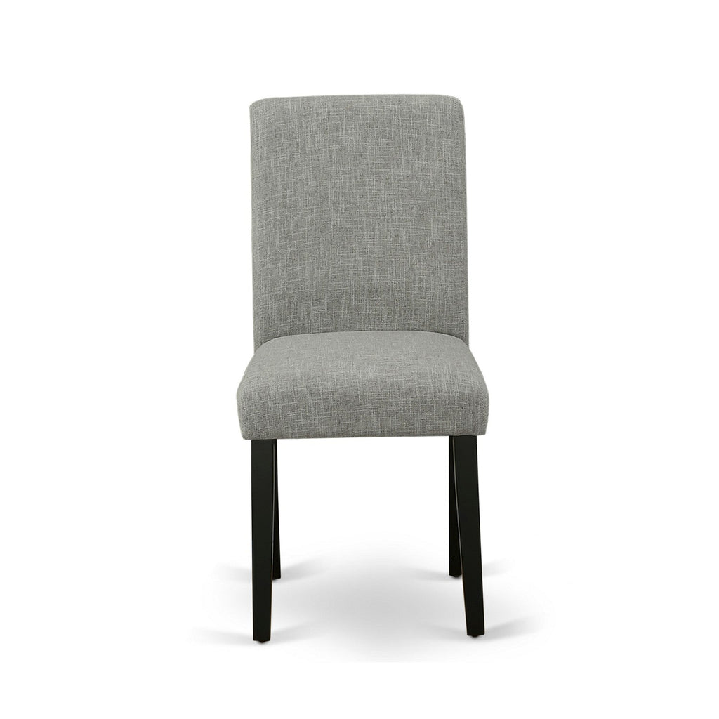 East West Furniture LGAB9-BLK-06 9 Piece Dining Room Furniture Set Includes a Rectangle Wooden Table with Butterfly Leaf and 8 Shitake Linen Fabric Parson Chairs