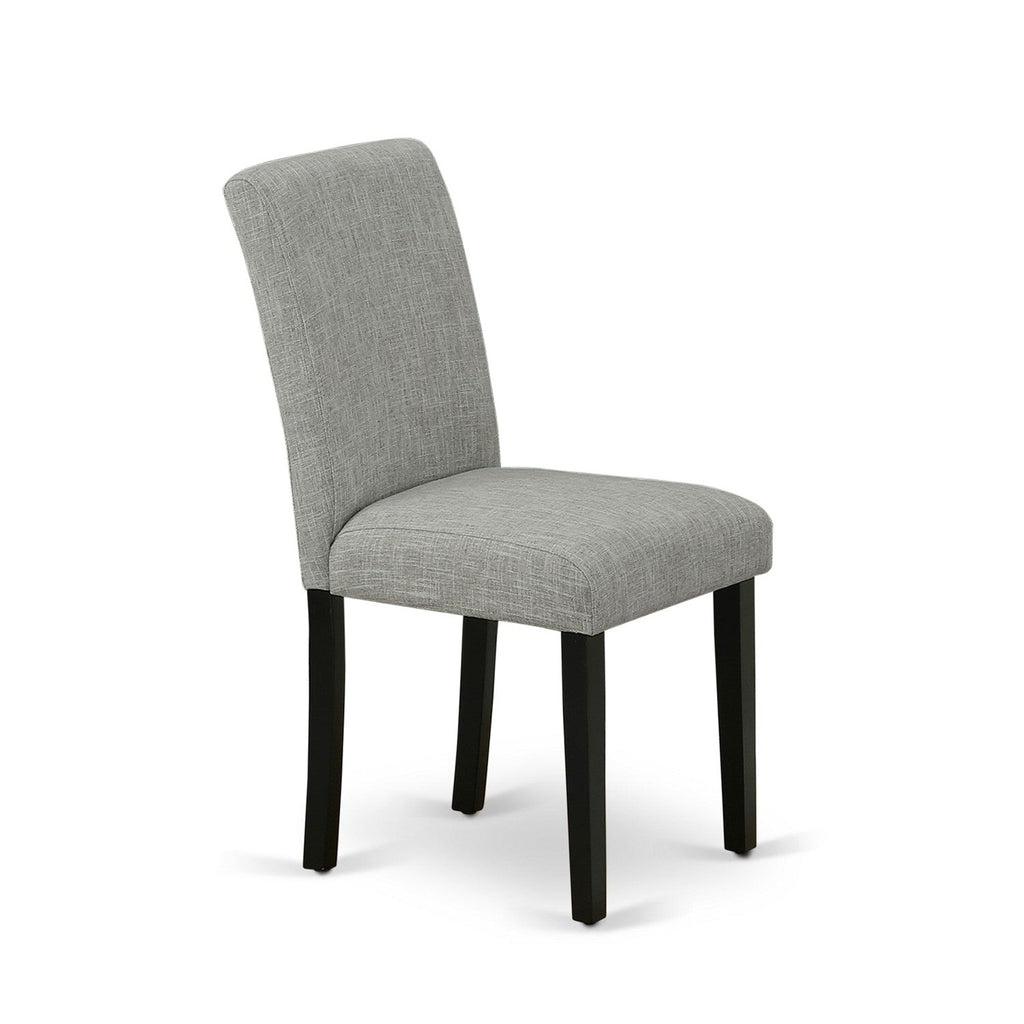 East West Furniture LGAB9-BLK-06 9 Piece Dining Room Furniture Set Includes a Rectangle Wooden Table with Butterfly Leaf and 8 Shitake Linen Fabric Parson Chairs