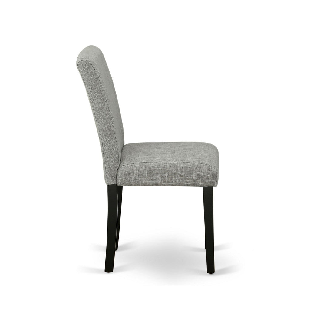 East West Furniture LGAB9-BLK-06 9 Piece Dining Room Furniture Set Includes a Rectangle Wooden Table with Butterfly Leaf and 8 Shitake Linen Fabric Parson Chairs