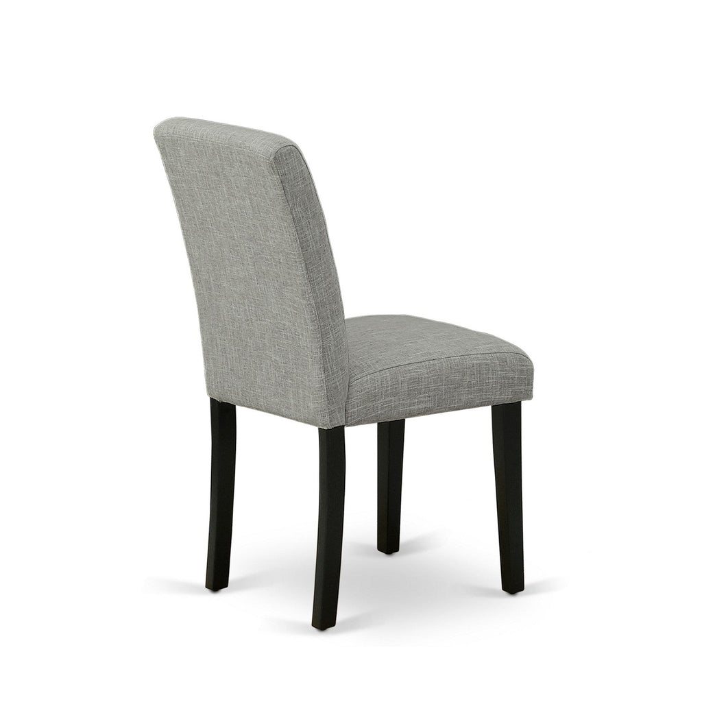 East West Furniture LGAB9-BLK-06 9 Piece Dining Room Furniture Set Includes a Rectangle Wooden Table with Butterfly Leaf and 8 Shitake Linen Fabric Parson Chairs