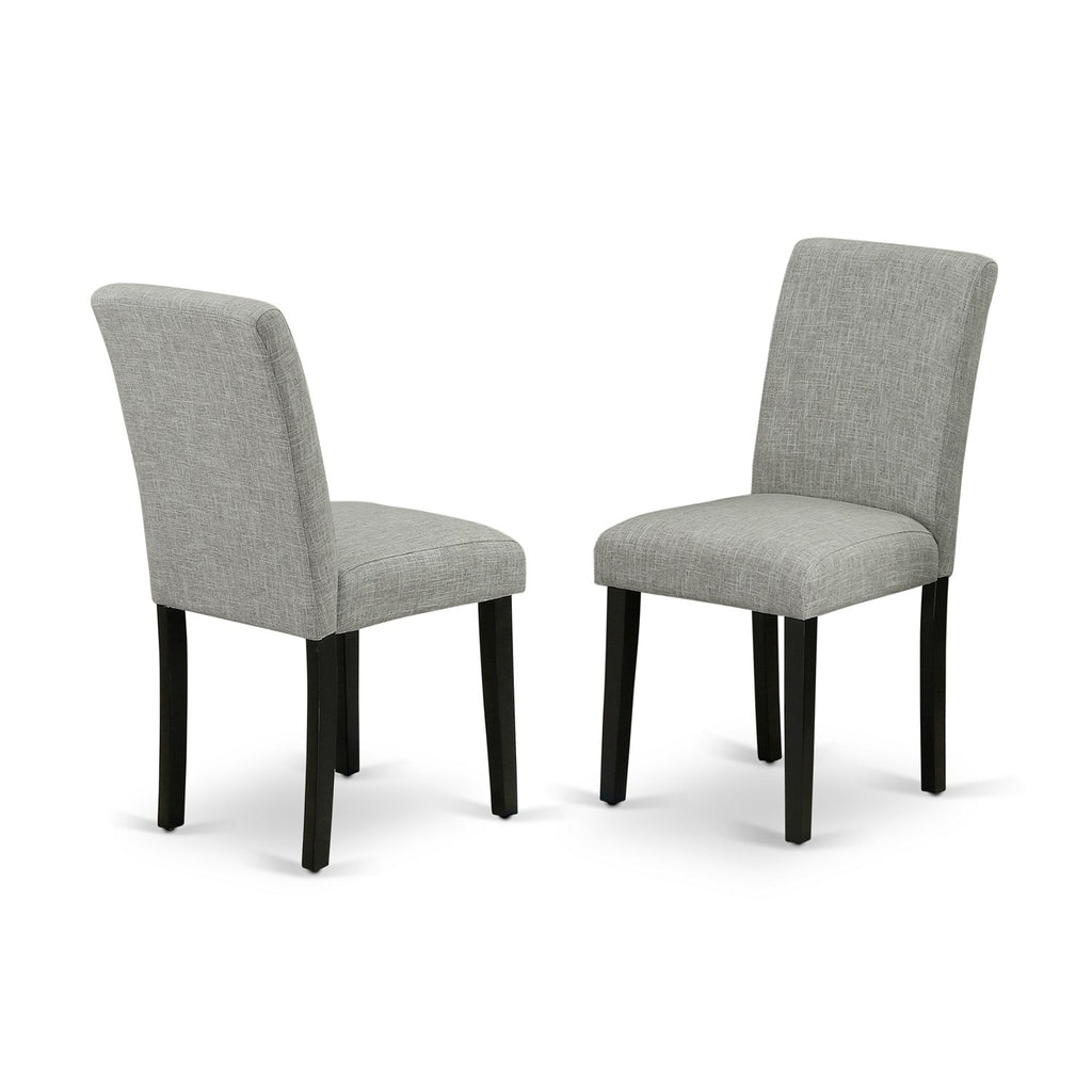 East West Furniture ABP1T06 Abbott Parson Dining Room Chairs - Shitake Linen Fabric Upholstered Chairs, Set of 2, Black