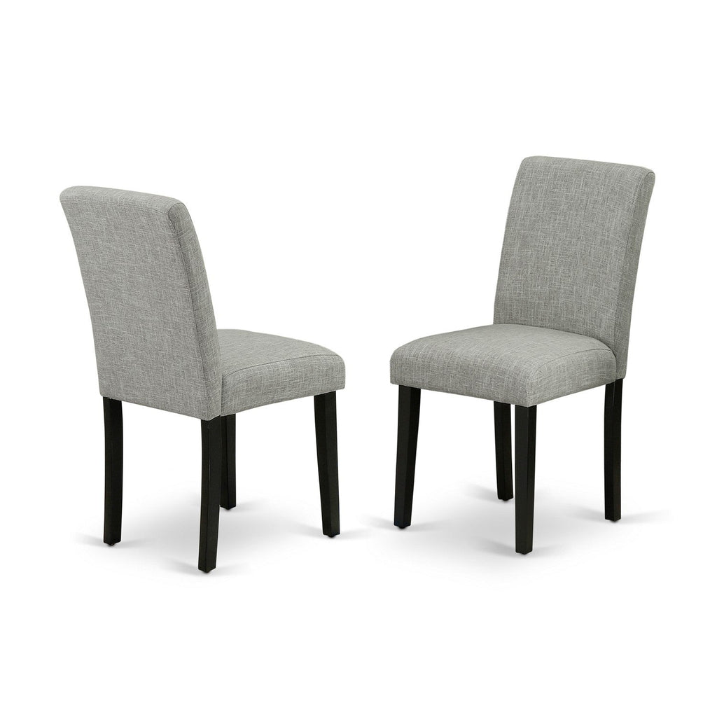 East West Furniture LGAB9-BLK-06 9 Piece Dining Room Furniture Set Includes a Rectangle Wooden Table with Butterfly Leaf and 8 Shitake Linen Fabric Parson Chairs