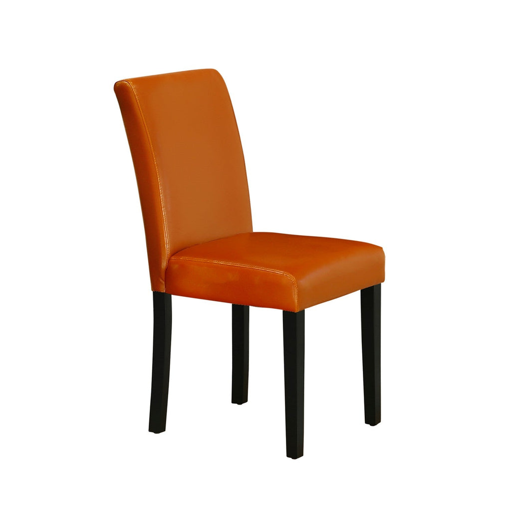 Juego de comedor de 7 piezas East West Furniture WEAB7-BLK-61 compuesto por una mesa de comedor rectangular con diseño de hojas de mariposa y 6 sillas de comedor Parsons de cuero sintético Baked Bean.