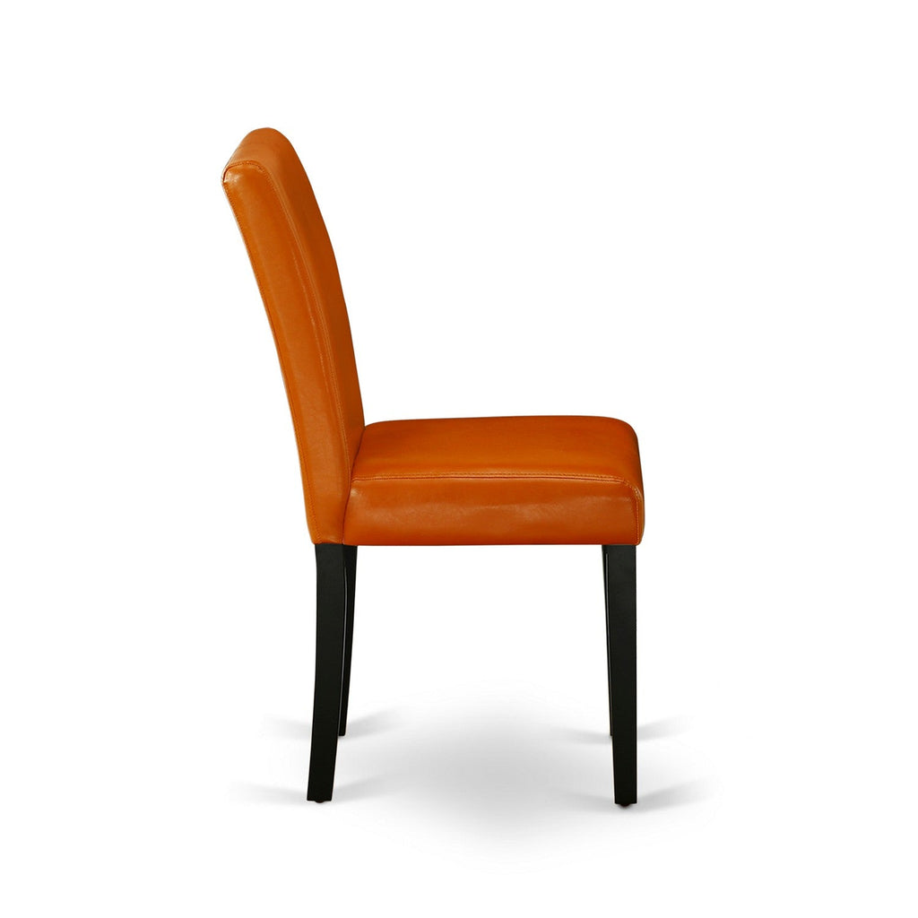 Juego de comedor de 7 piezas East West Furniture WEAB7-BLK-61 compuesto por una mesa de comedor rectangular con diseño de hojas de mariposa y 6 sillas de comedor Parsons de cuero sintético Baked Bean.