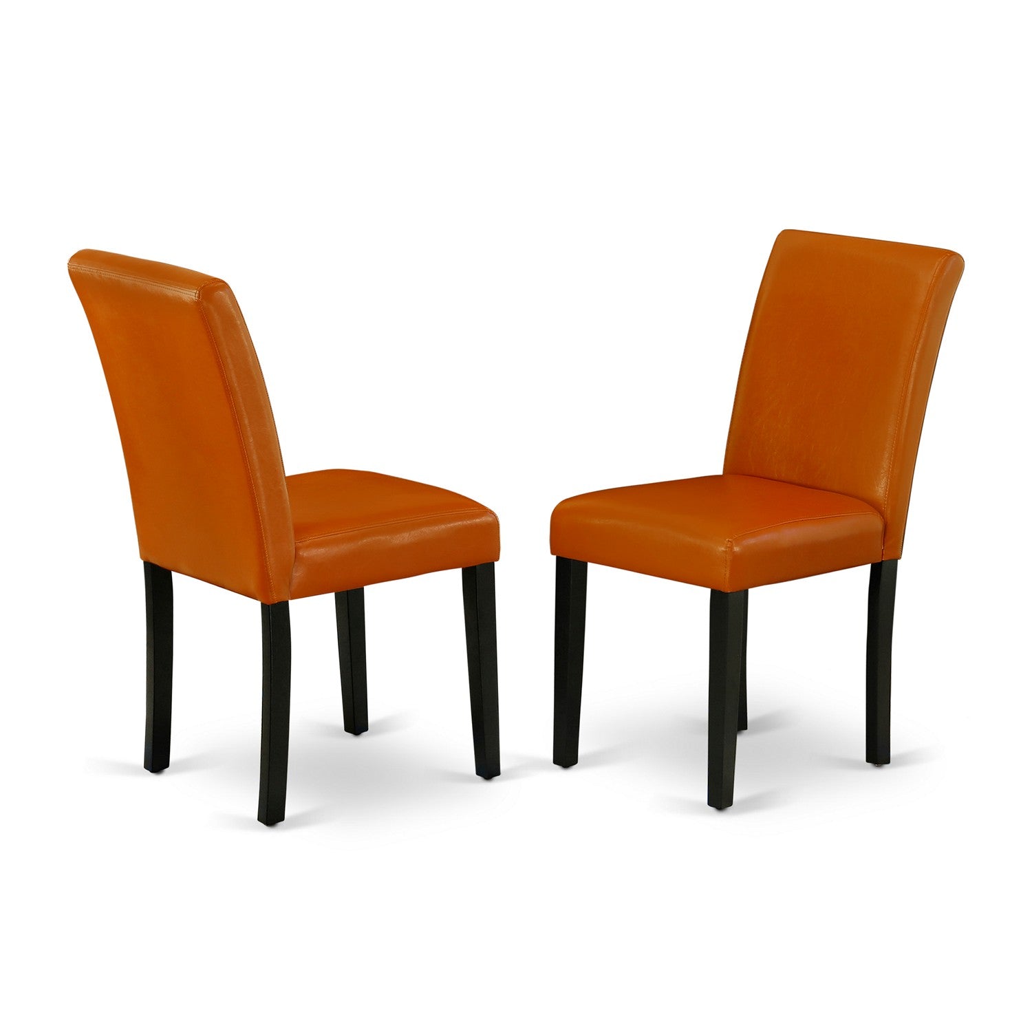 DUAB7-BLK-61 7Pc Rectangular 60 Inch Dining Table And Six Parson Chair With Black Leg And Pu Leather Color Baked Bean