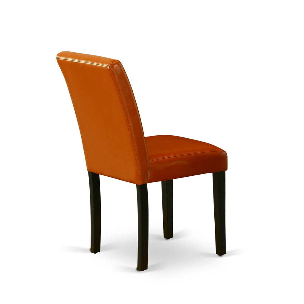 Juego de mesa y sillas de cocina de 7 piezas DUAB7-BLK-61 de East West Furniture. Incluye una mesa de comedor rectangular y 6 sillas de comedor Parson de cuero sintético Baked Bean.