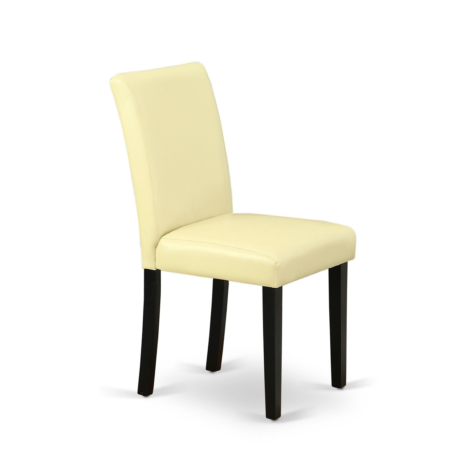 El juego de comedor de 5 piezas East West Furniture NOAB5-BLK-73 incluye una mesa de comedor rectangular con diseño de hojas de mariposa y 4 sillas de comedor Parson de cuero sintético color ponche de huevo.