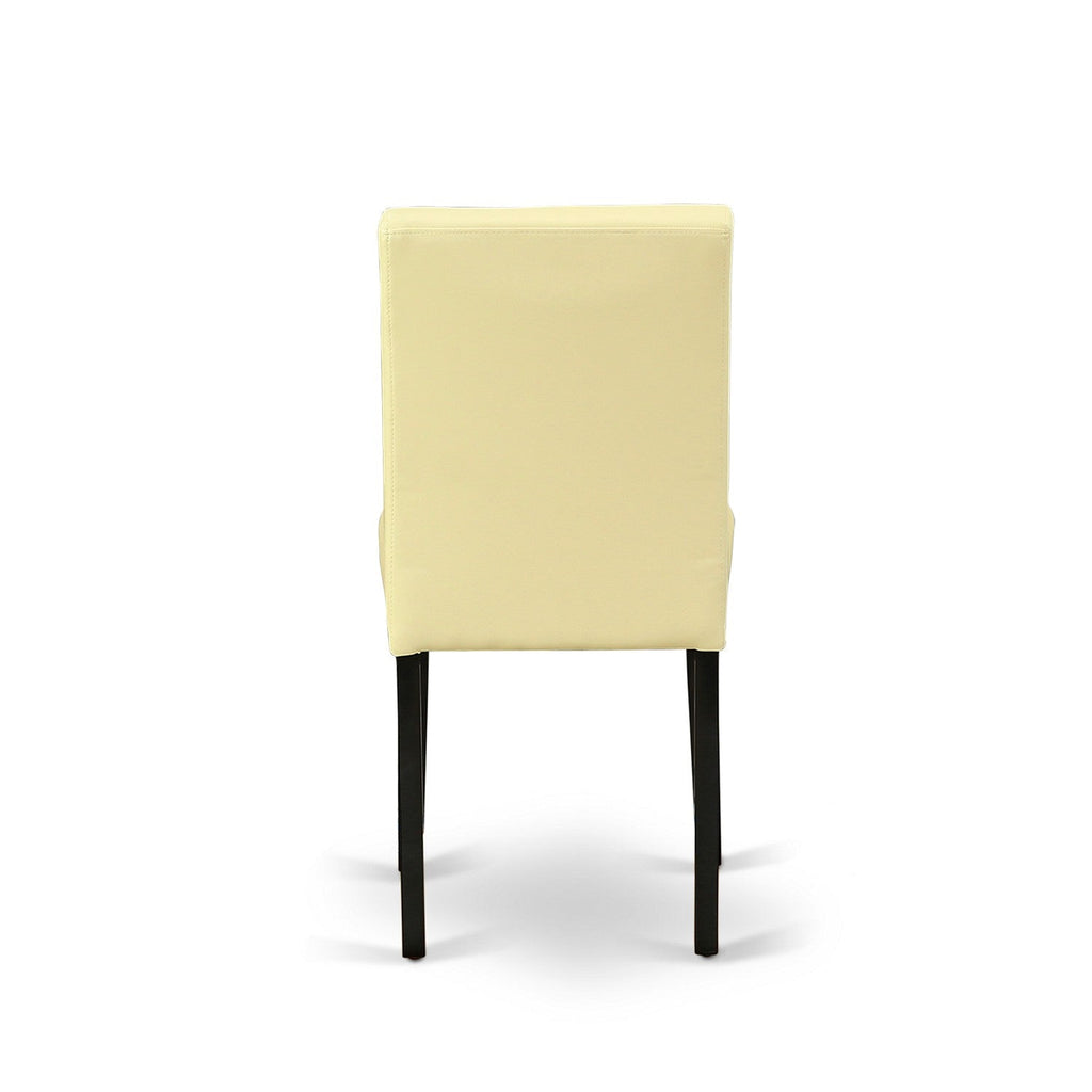 East West Furniture LGAB7-BLK-73 7 Piece Dining Set Consist of a Rectangle Dining Room Table with Butterfly Leaf and 6 Eggnog Faux Leather Upholstered Chairs