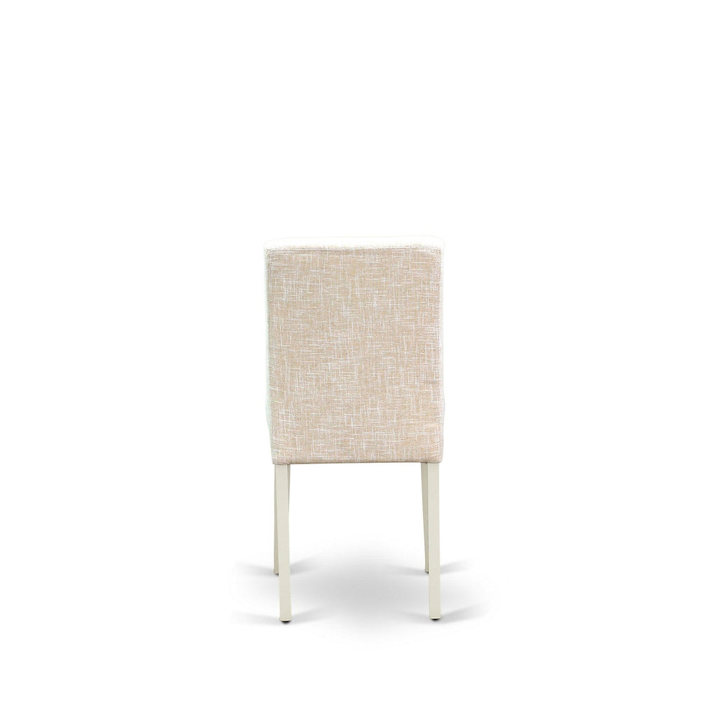 East West Furniture LGAB9-LWH-02 9 Piece Dining Table Set Includes a Rectangle Dining Room Table with Butterfly Leaf and 8 Light Beige Linen Fabric Parsons Chairs