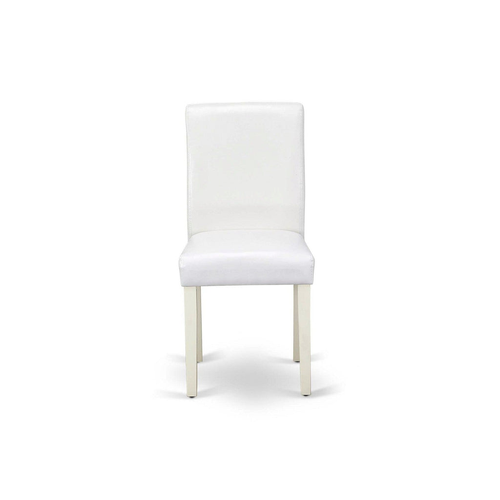 East West Furniture AVAB7-LWH-64 7 Piece Dining Room Furniture Set Consist of an Oval Wooden Table with Butterfly Leaf and 6 White Faux Leather Parson Dining Chairs