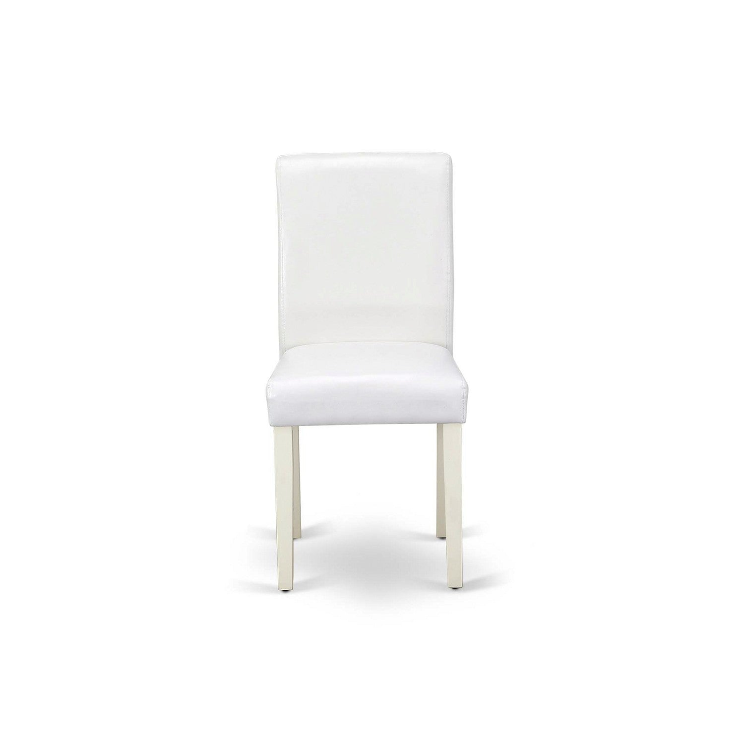 Sillas de comedor clásicas Parson Abbott ABP2T64 de East West Furniture, tapizadas en piel sintética blanca
