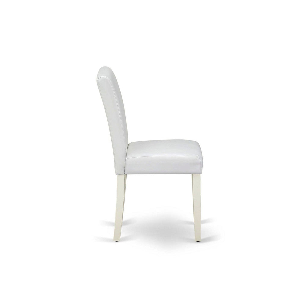 East West Furniture AVAB7-LWH-64 7 Piece Dining Room Furniture Set Consist of an Oval Wooden Table with Butterfly Leaf and 6 White Faux Leather Parson Dining Chairs