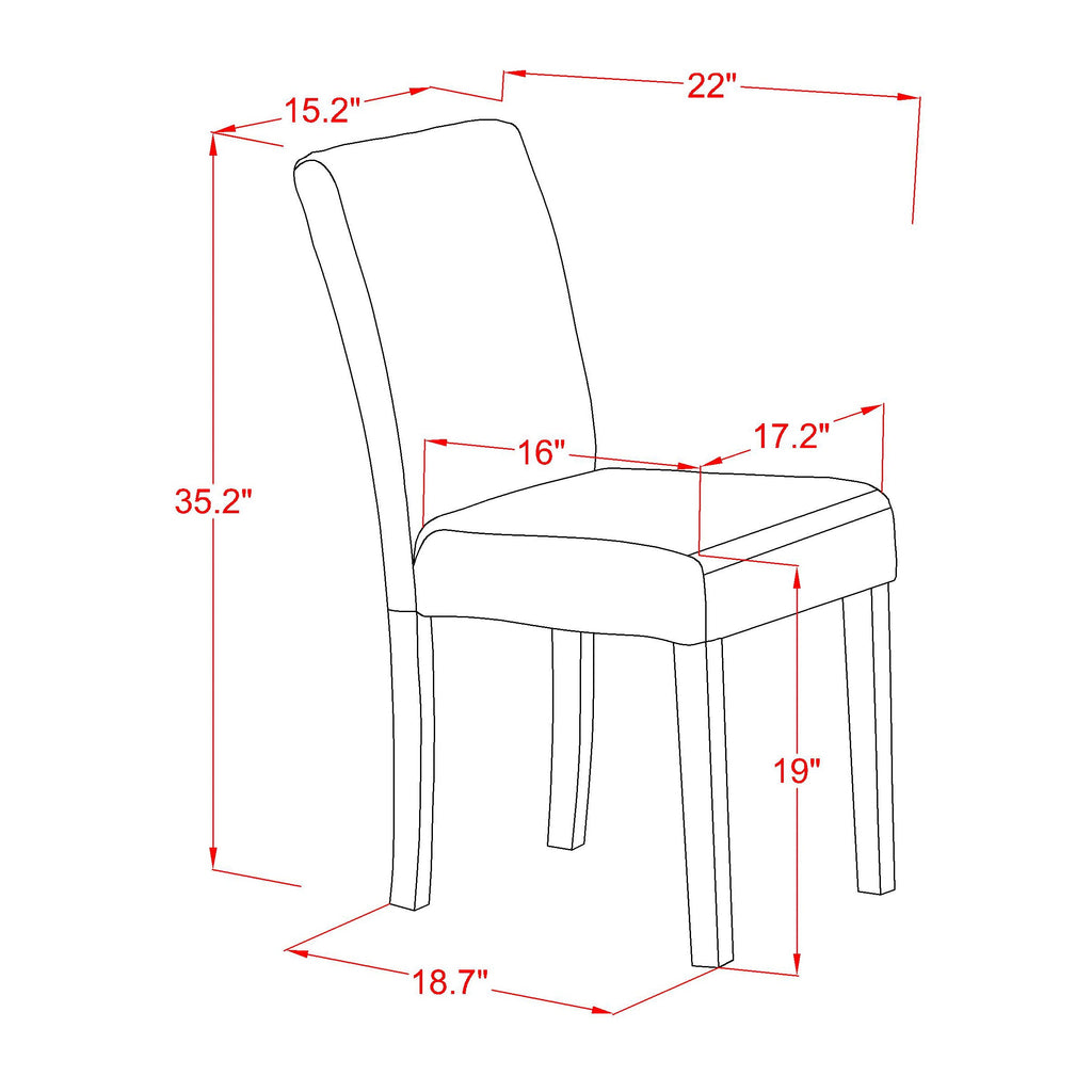 East West Furniture DLAB3-LWH-64 3 Piece Dinette Set for Small Spaces Contains a Round Dining Table with Dropleaf and 2 White Faux Leather Parson Dining Chairs, 42x42 Inch, Linen White