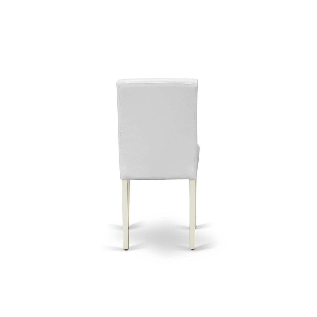 East West Furniture VAAB5-LWH-64 5 Piece Dining Set Includes an Oval Dining Room Table with Butterfly Leaf and 4 White Faux Leather Upholstered Parson Chairs